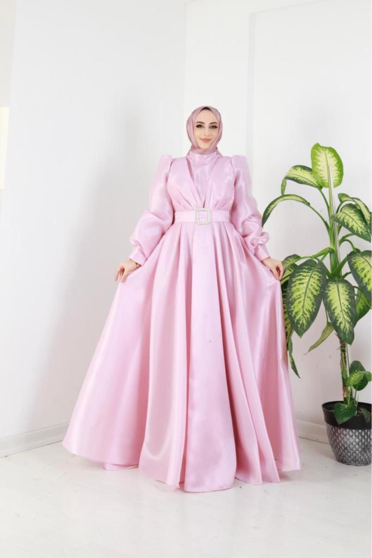 AbiyeSultan Kadın Tesettür Abiye - Ladin Prenses Abiye - Prenses Model Abiye