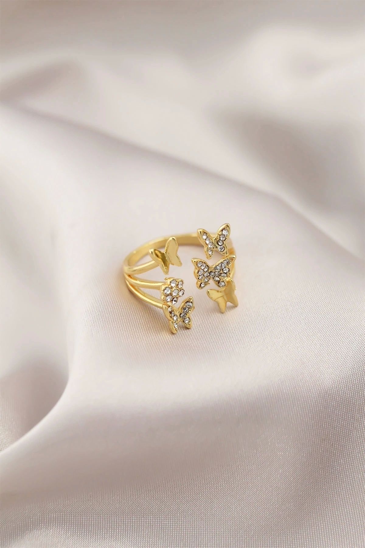 STOREMAX Gold Renk Metal Kelebek Model Kadın Yüzük