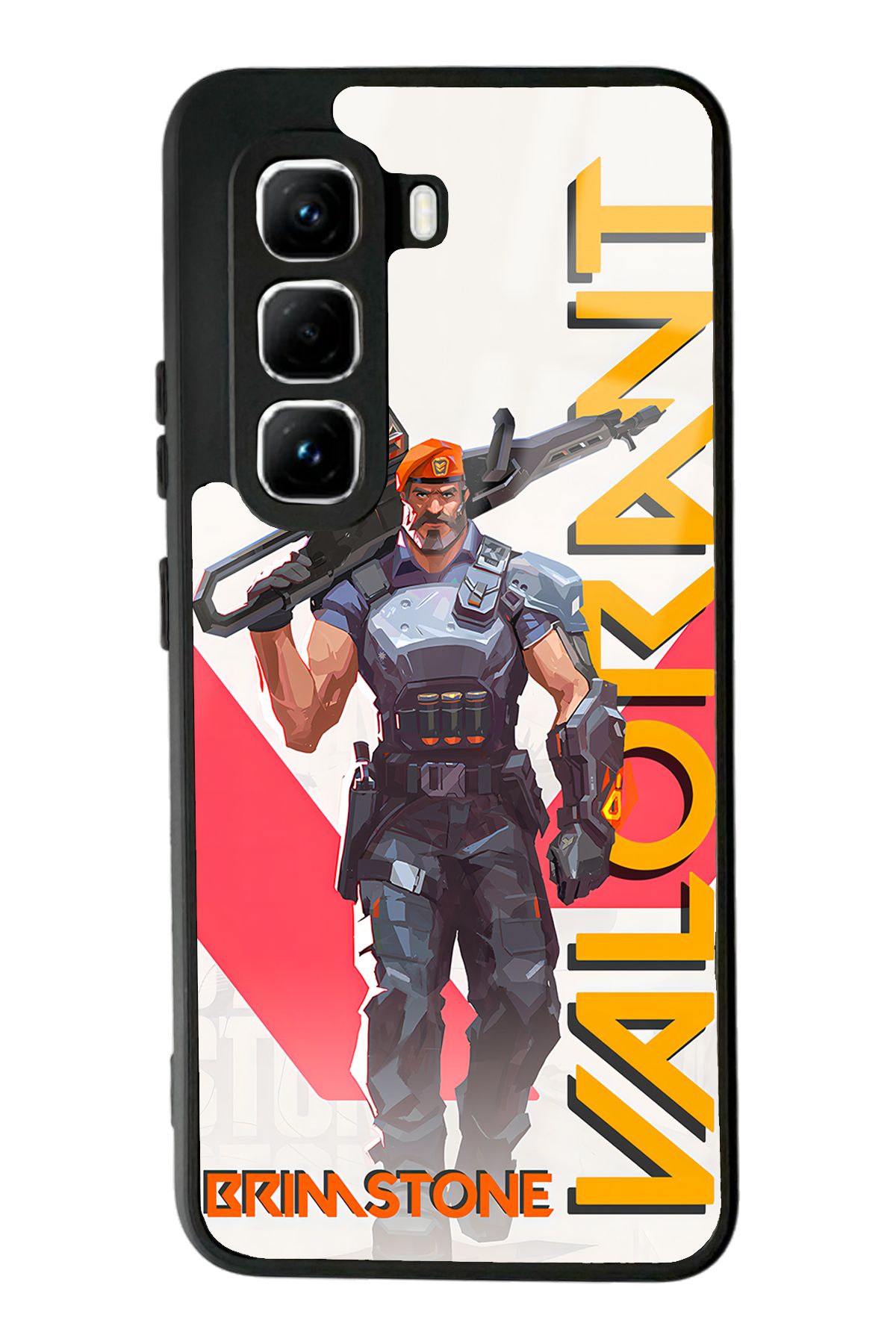 Spoyi Hot 50 Pro uyumlu Valorant Brimstone Tasarımlı Glossy Telefon Kılıfı