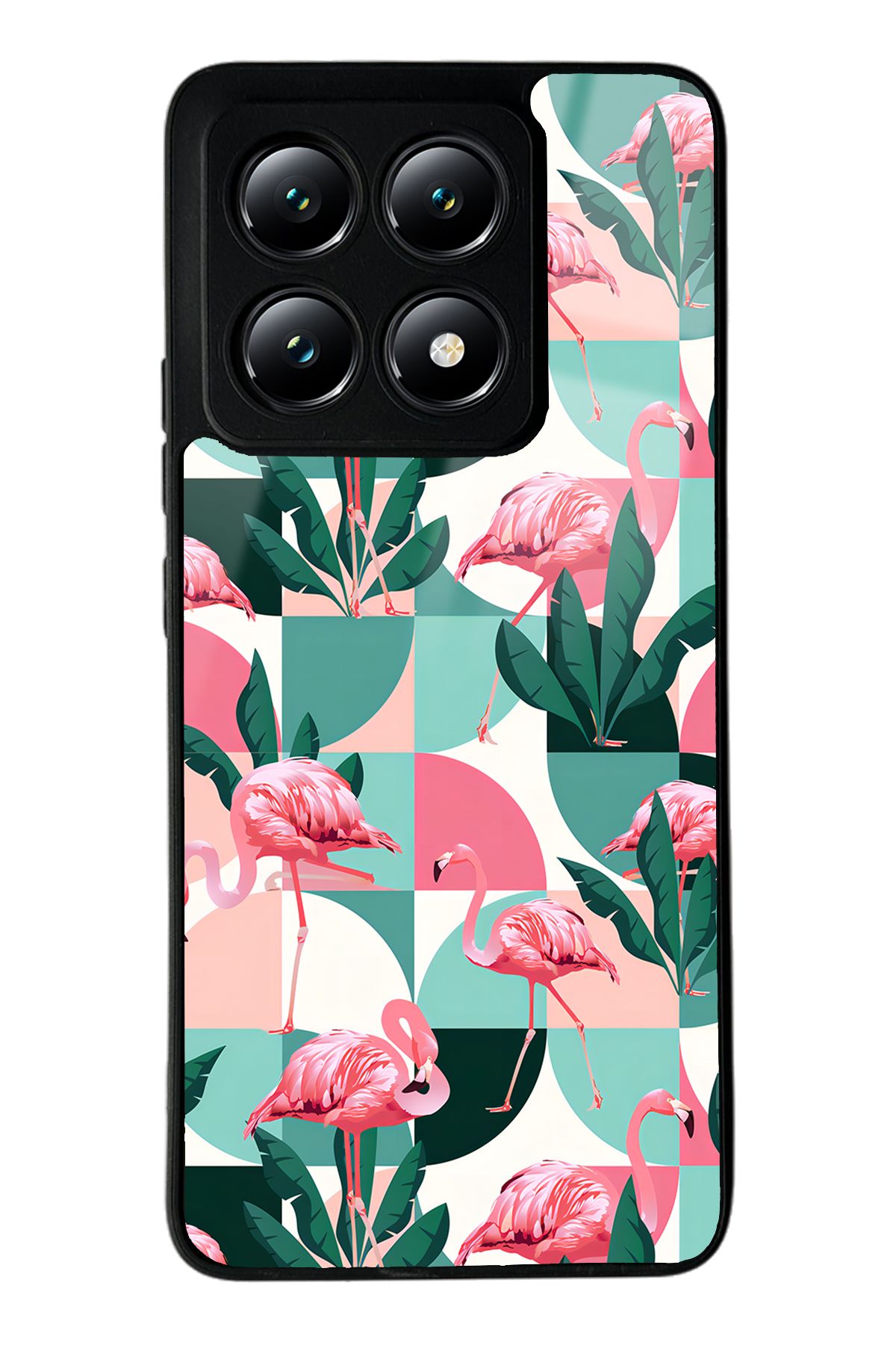Spoyi Xiaomi Mi 14T Retro Flamingo Duvar kağıdı Tasarımlı Glossy Telefon Kılıfı