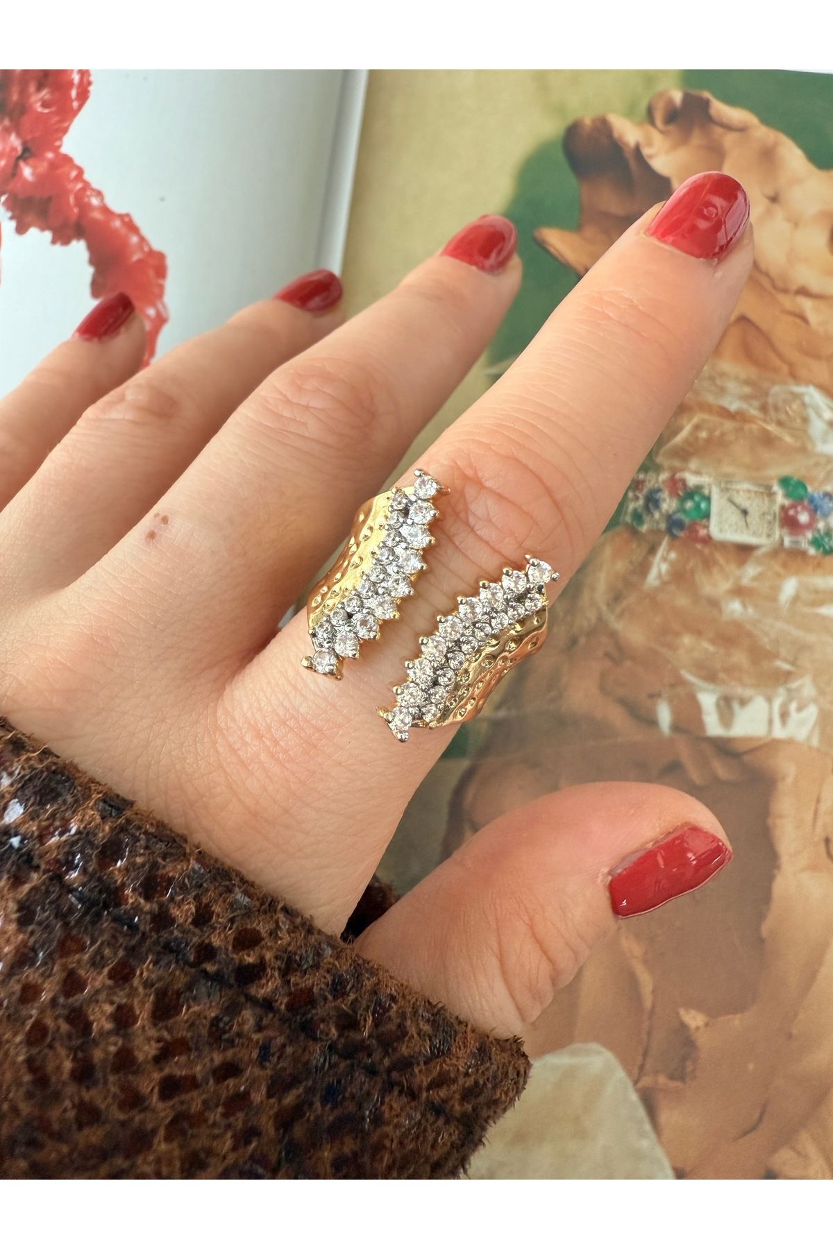 Pinery Jewels Zirkon Taşlı Alttan Ayarlamalı Kadın Yüzük