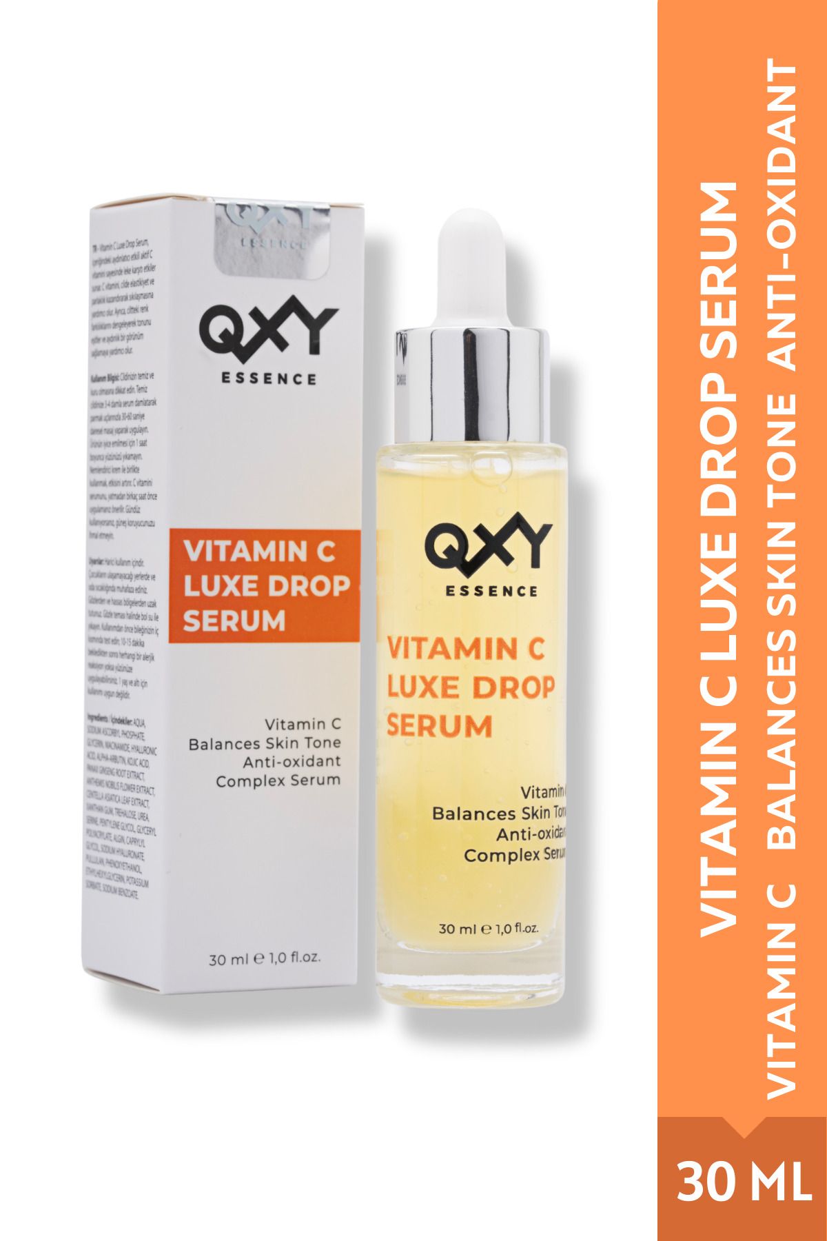 QXY Essence Vitamin C Luxe Drop Serum - Cilt Tonu Eşitleyici - Hyaluronik Asit - Kojik Asit - Niacinamide -30 ML
