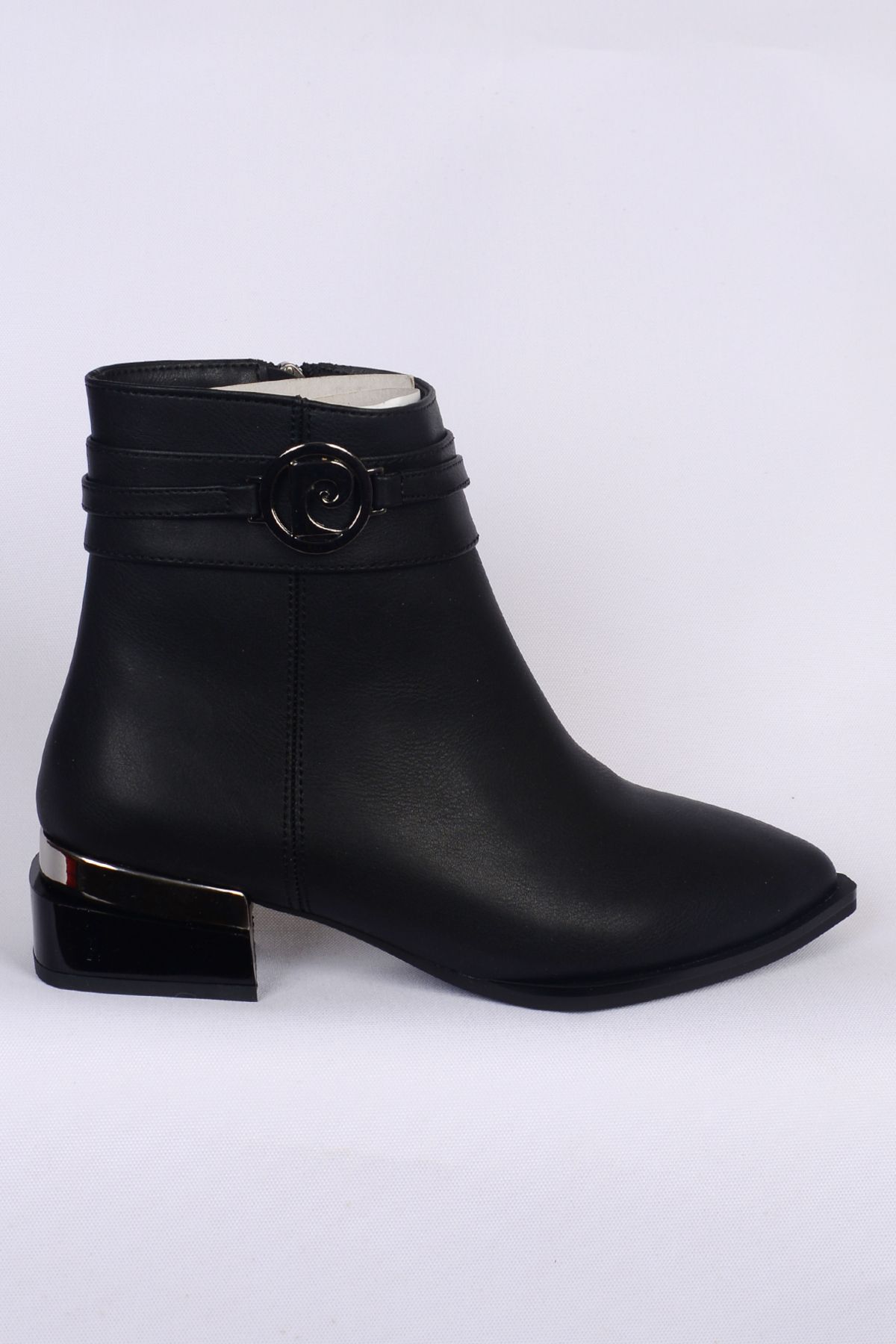 Pierre Cardin 54007 Hafif Topuklu Deri Yandan Fermuarlı Halhal Detaylı Siyah Kadın Bot
