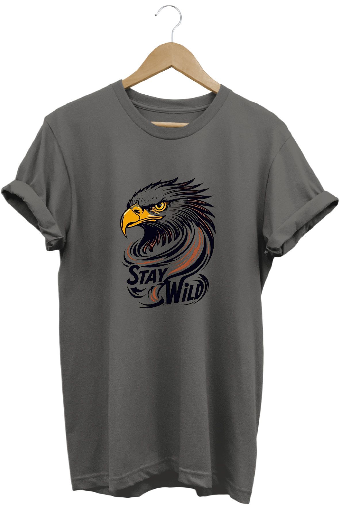 remonz Eagle Kartal Baskılı %100 Pamuk Regular Fit Bisiklet Yaka T-shirt