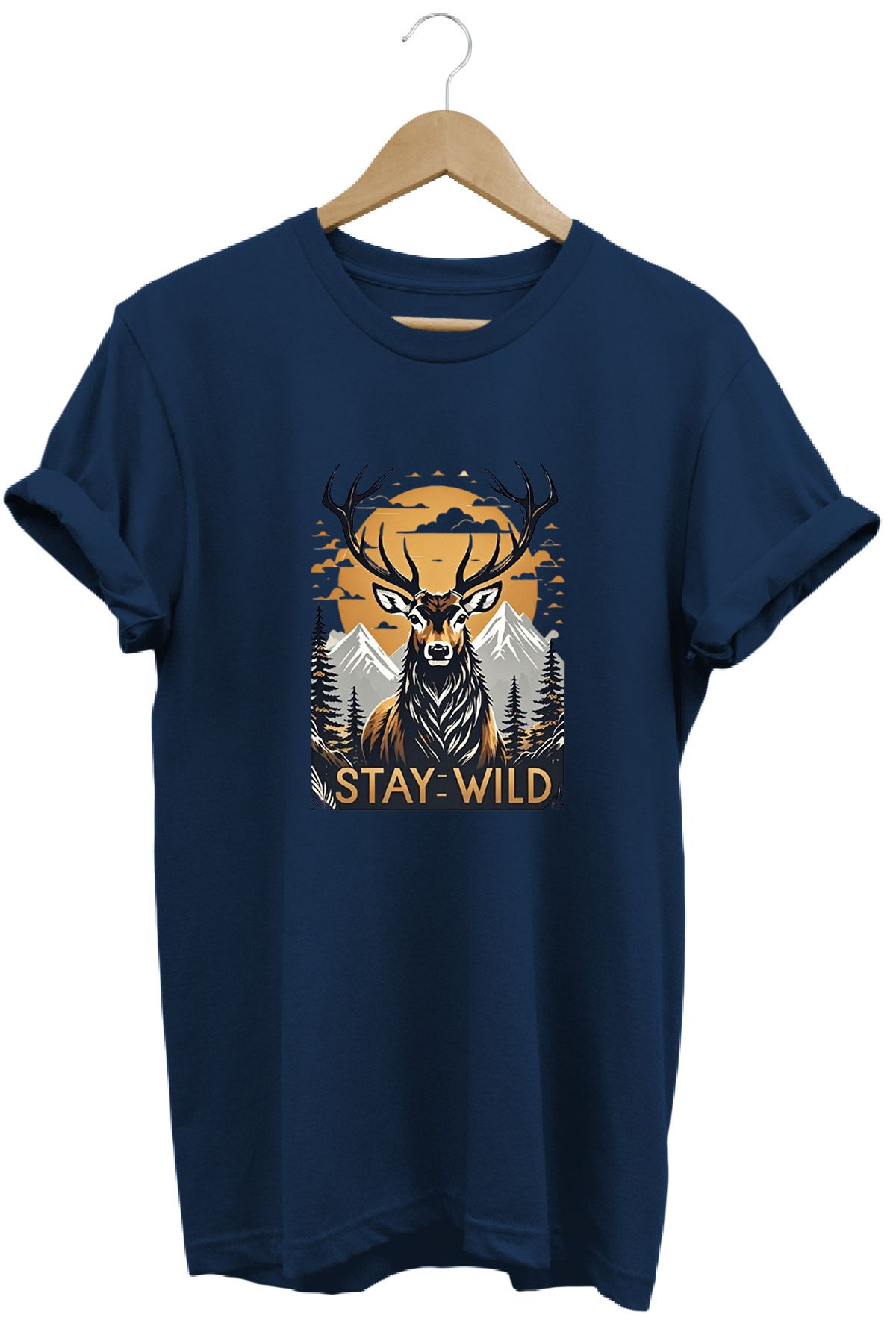 remonz Stay Wild Doğa Baskılı %100 Pamuk Regular Fit Bisiklet Yaka T-shirt