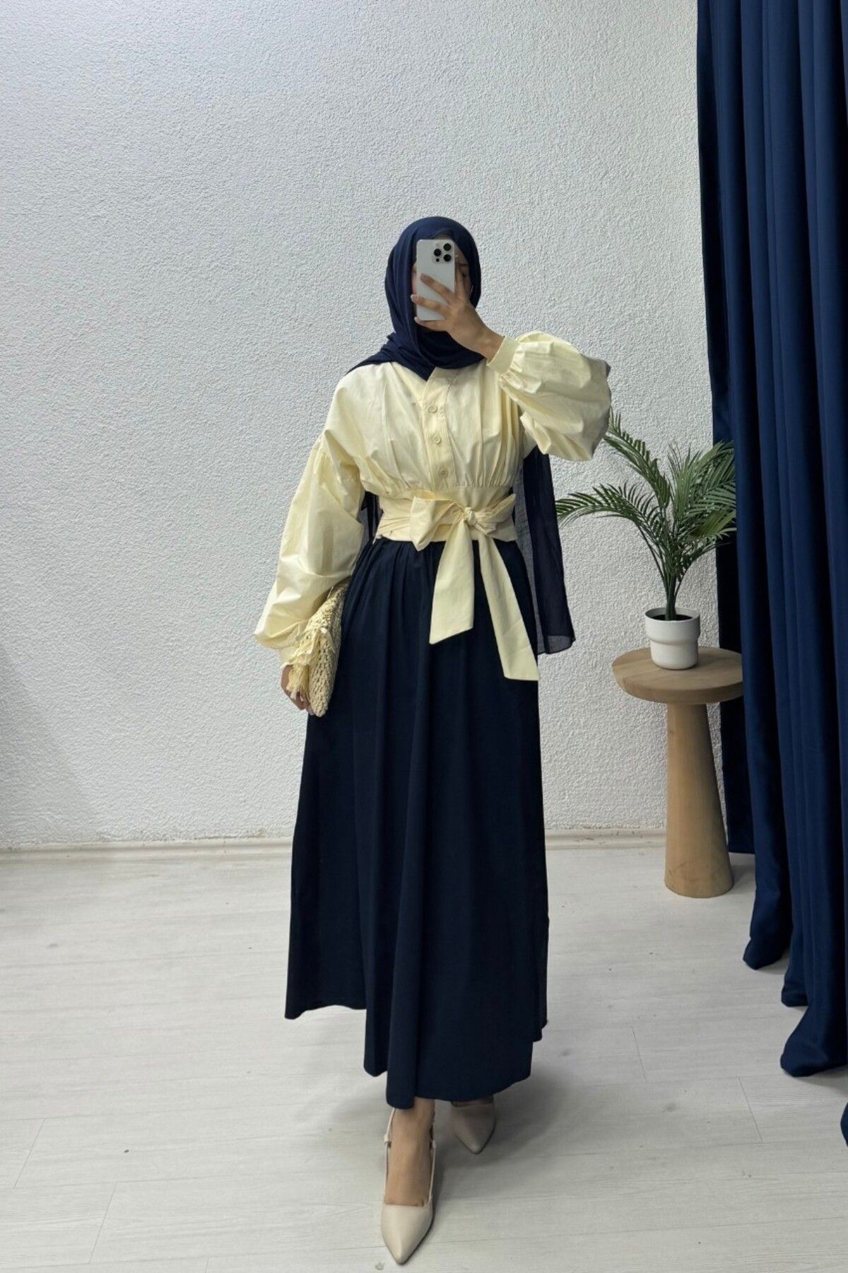 lurex moda Önden Bağlamalı Etekli Takım