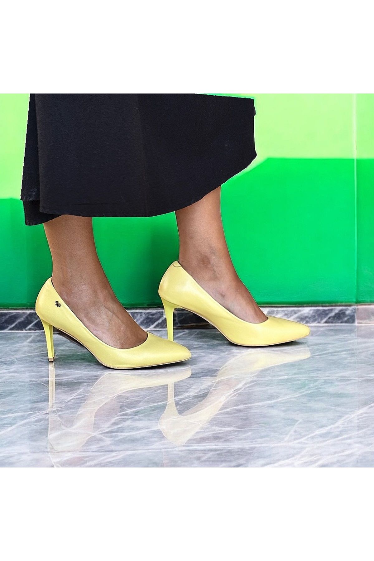 NEVE SHOES Sarı Hakiki Deri Stiletto