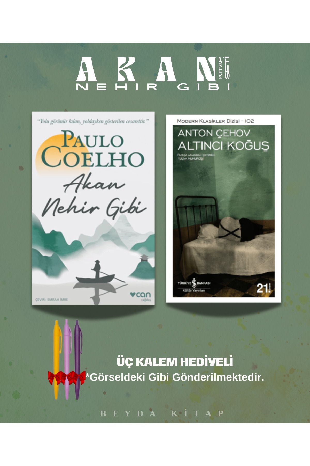 TÜRKİYE İŞ BANKASI KÜLTÜR YAYINLARI Akan Nehir Gibi - Altıncı Koğuş - Paulo Coelho - Kalem Hediyeli - Kitap Seti