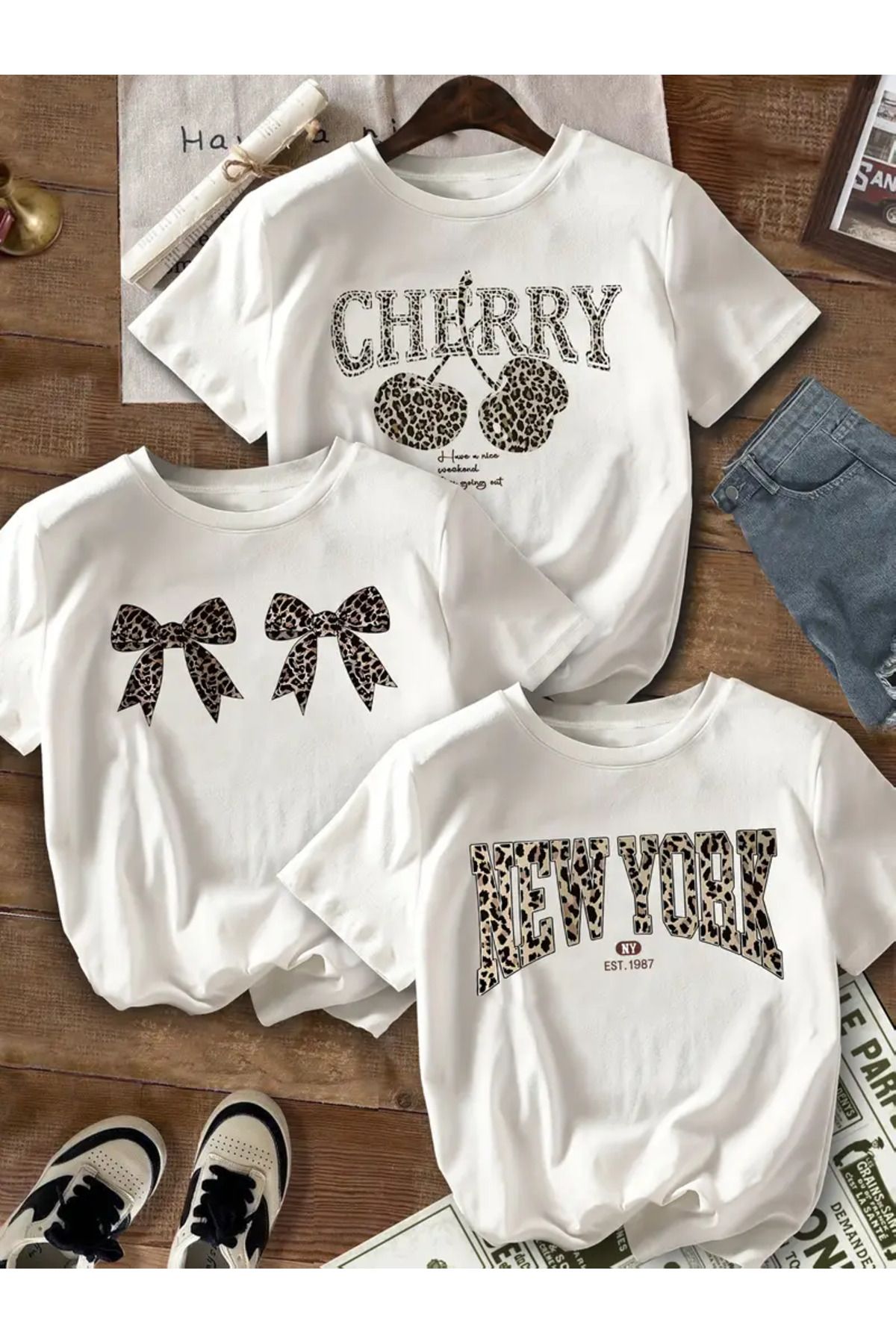 PEMBİŞ HOMEWEAR 3'lü Leoparlı Crop Set