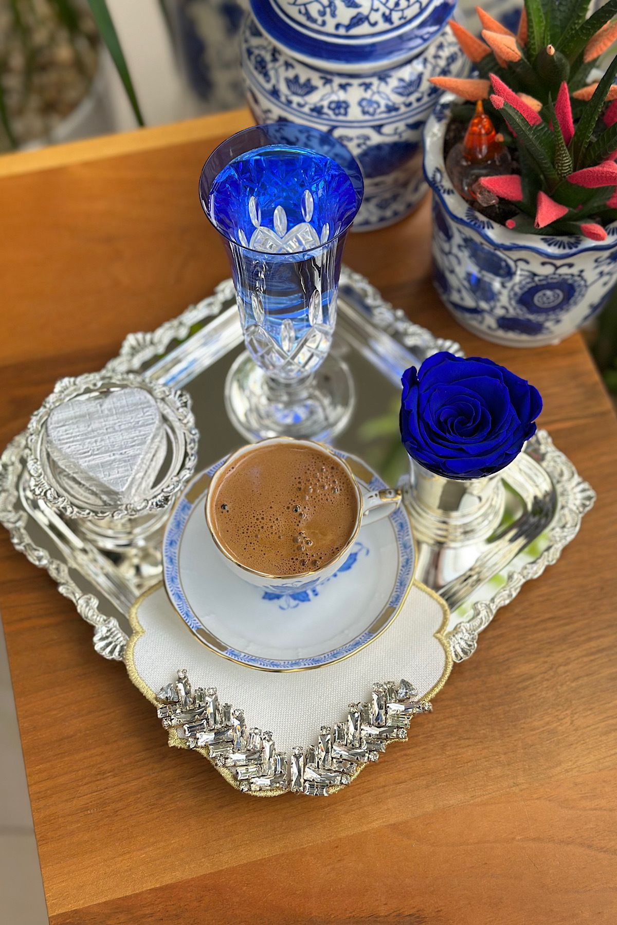 Bi Bashka Gümüş taş işlemeli 2li kokteyl peçete