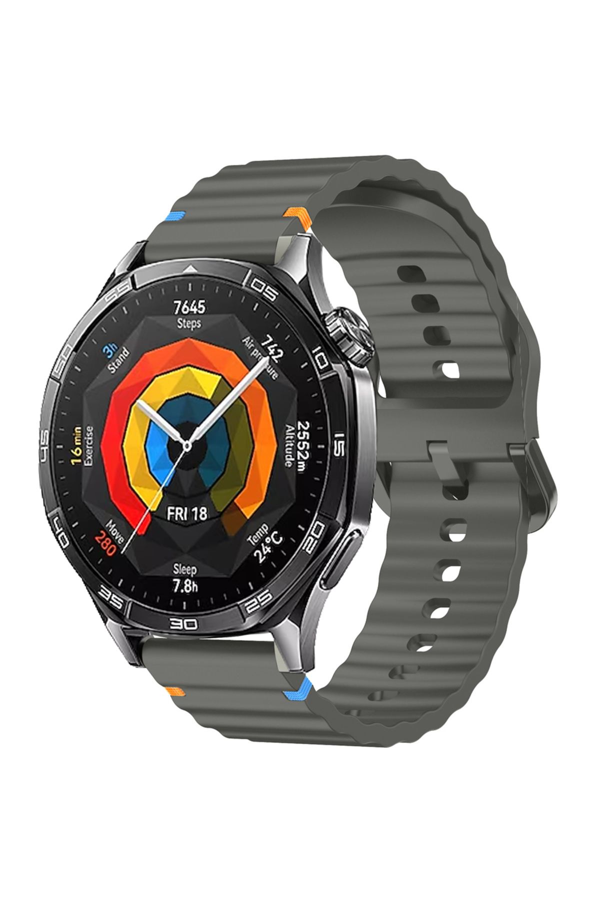 Sneezy Huawei Watch GT3 46mm GT3 Pro 46mm GT3 Se Uyumlu Dalga Desenli Tokalı Yumusaş Soft Silikon Kordon