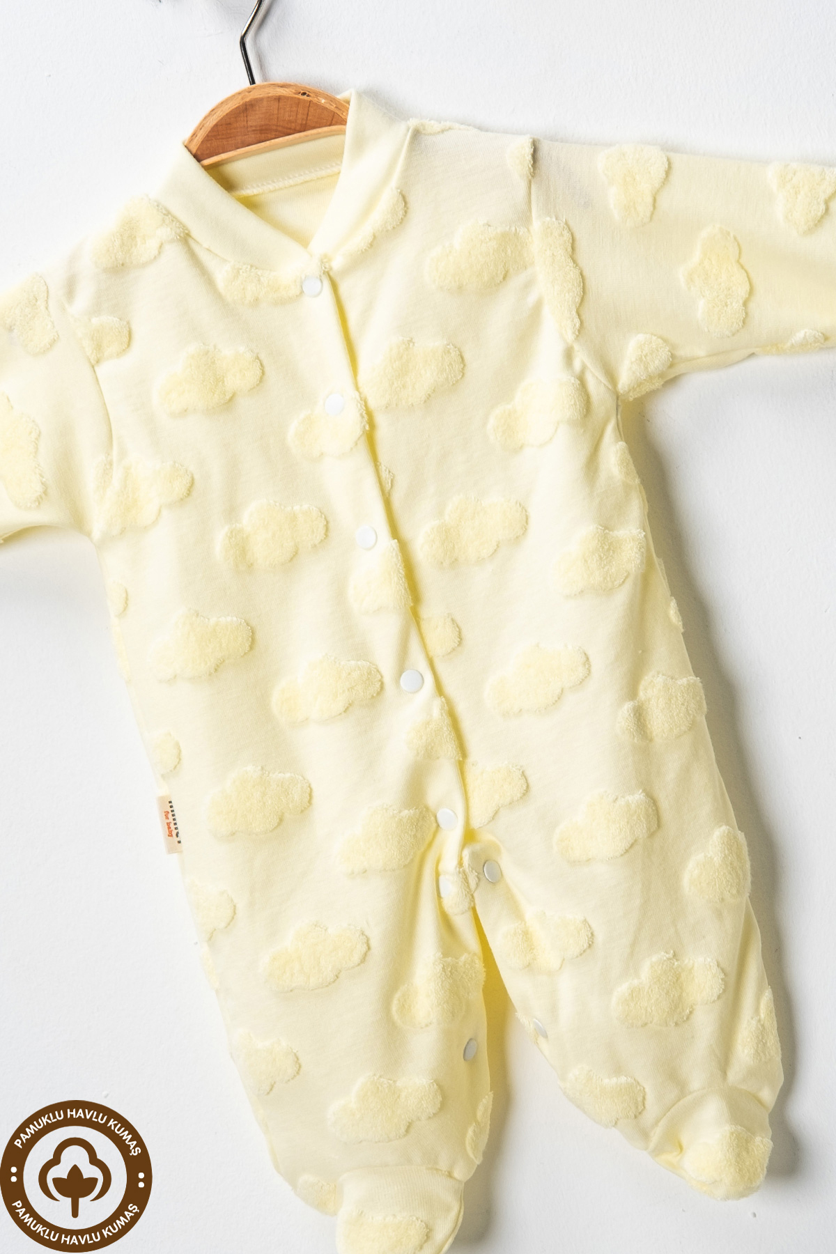 Miniel Unisex Bebek Desenli Havlu Kumaş 3-6-9 Ay Pamuklu Patikli Bebek Tulum fotoğrafı 2 (önizleme)