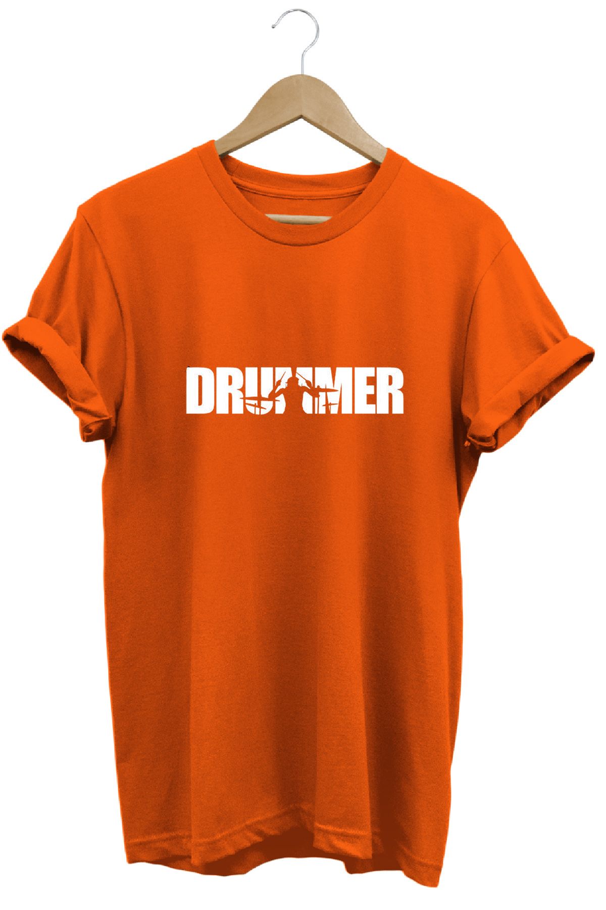 remonz Drummer Davulcu Baskılı %100 Pamuk Regular Fit Bisiklet Yaka T-shirt