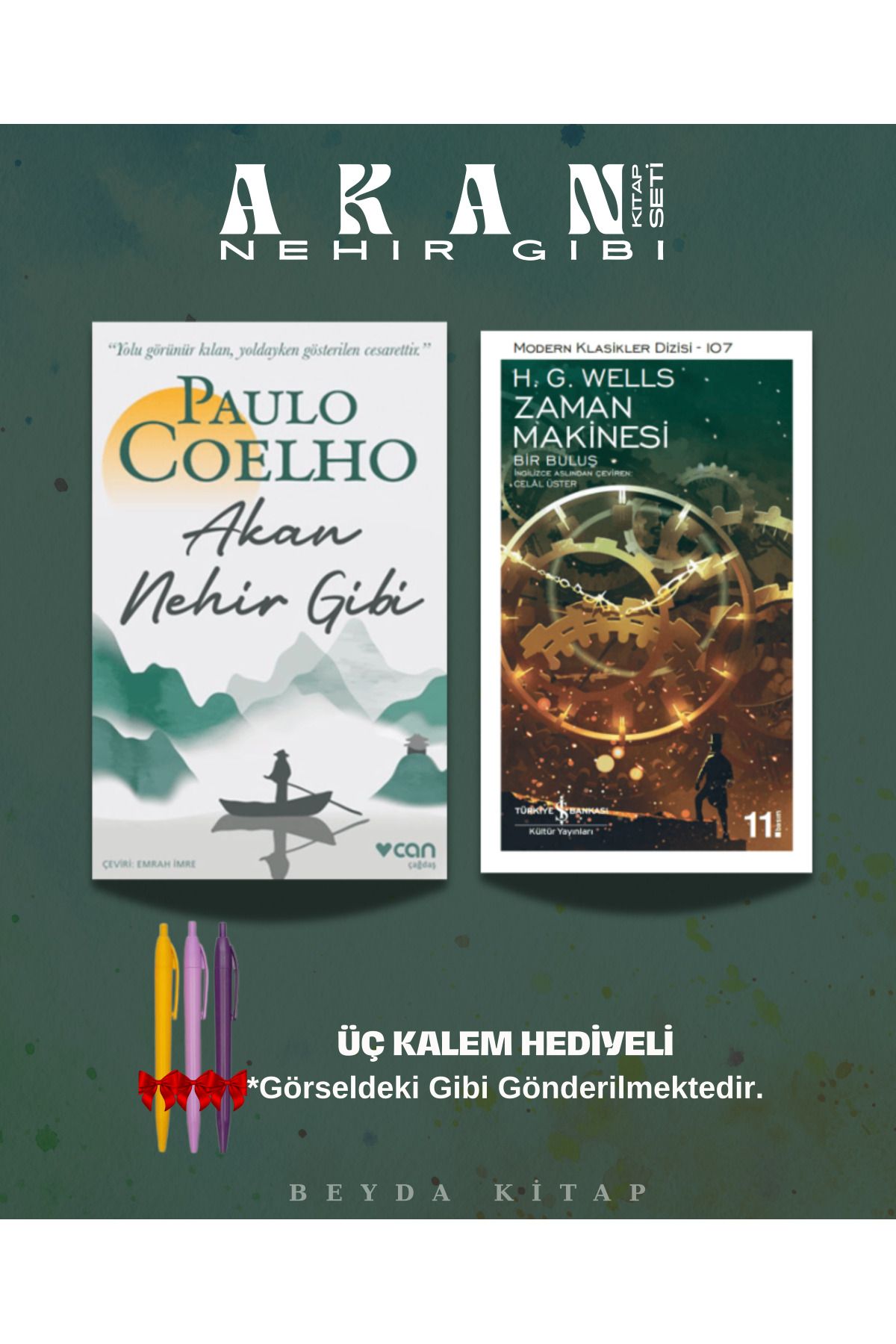 TÜRKİYE İŞ BANKASI KÜLTÜR YAYINLARI Akan Nehir Gibi - Zaman Makinesi - Paulo Coelho - Kalem Hediyeli - Kitap Seti