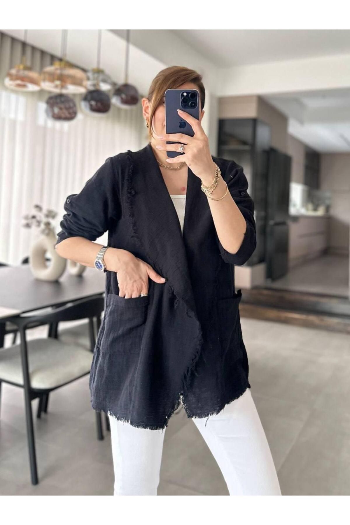 Cielo Fashion Kadın Pis Dikiş Şal Yaka kimono