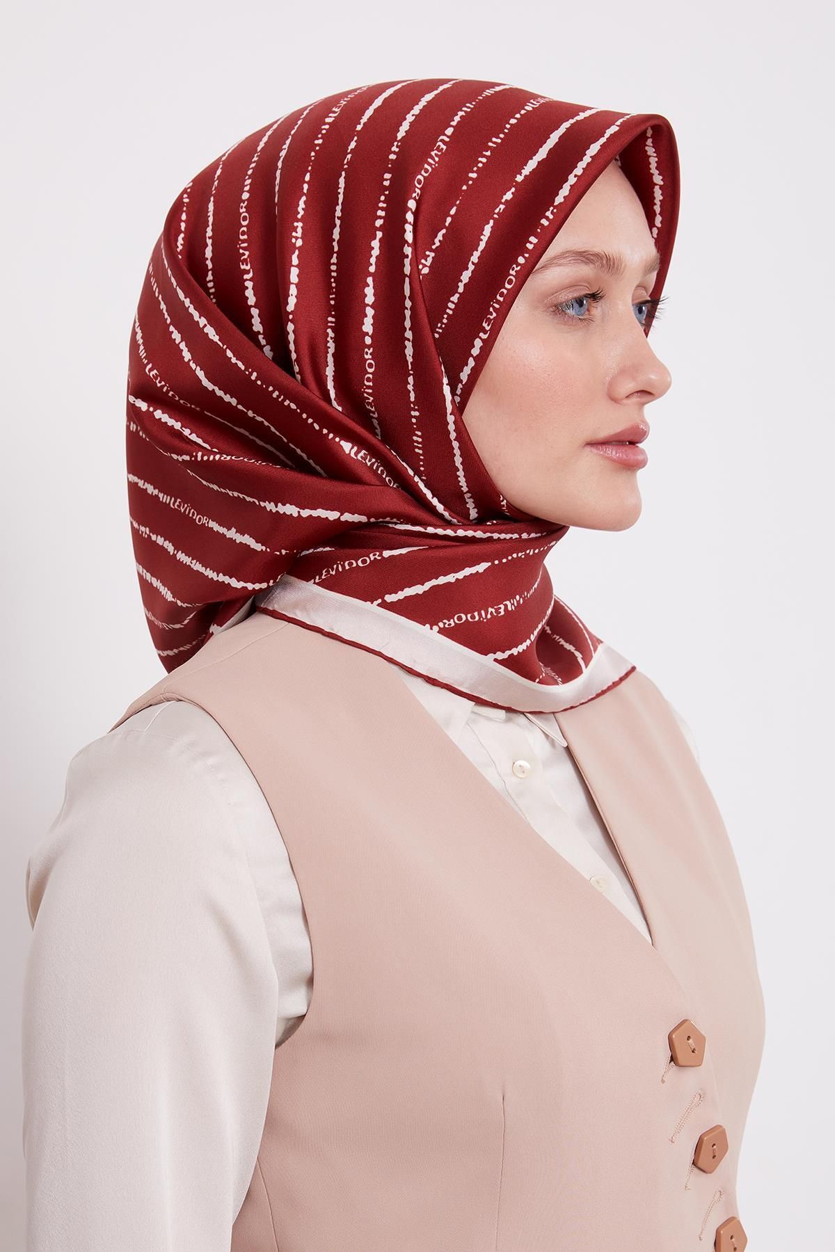 Levidor Twill İpek Eşarp Bordo