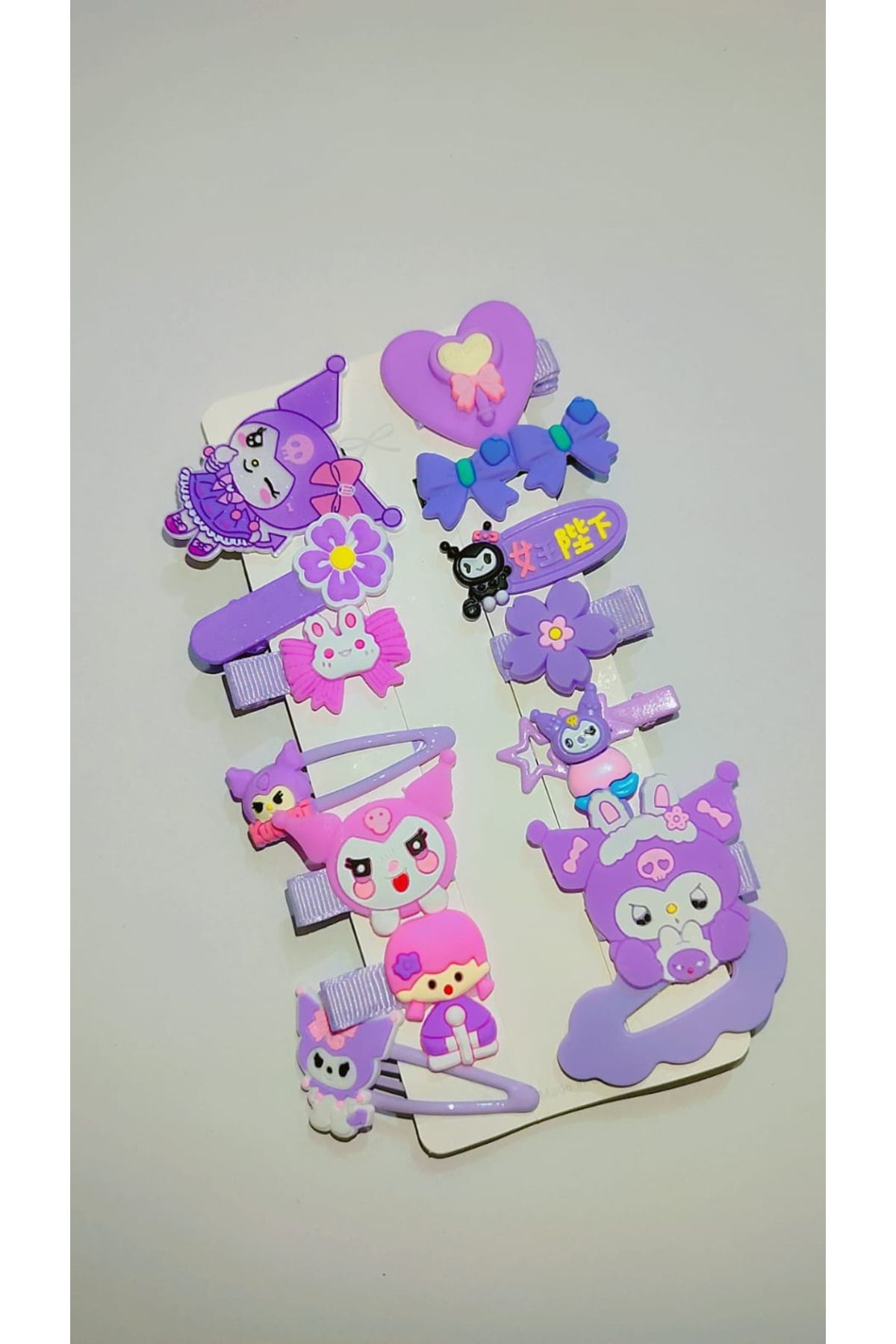 bellanova Kuromi Sanrio 14 lü Kız Toka Seti Y2k Kpop Kore Hediye Siyah Lila Yıldız Kurdele Fiyonk Kawaii