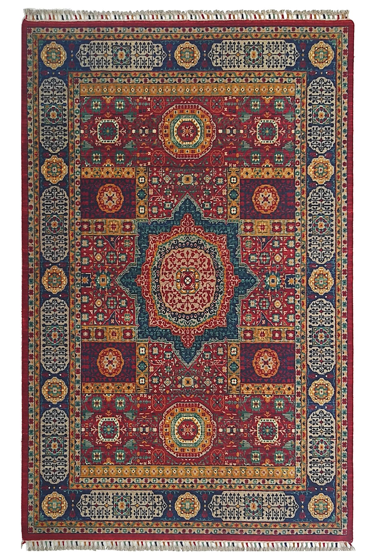 Eko Halı Eko Halı Harem Hrm06 Red Geleneksel Desenlere Sahip Yün ile Üretilen Renkli Özel Tezgah Halısı
