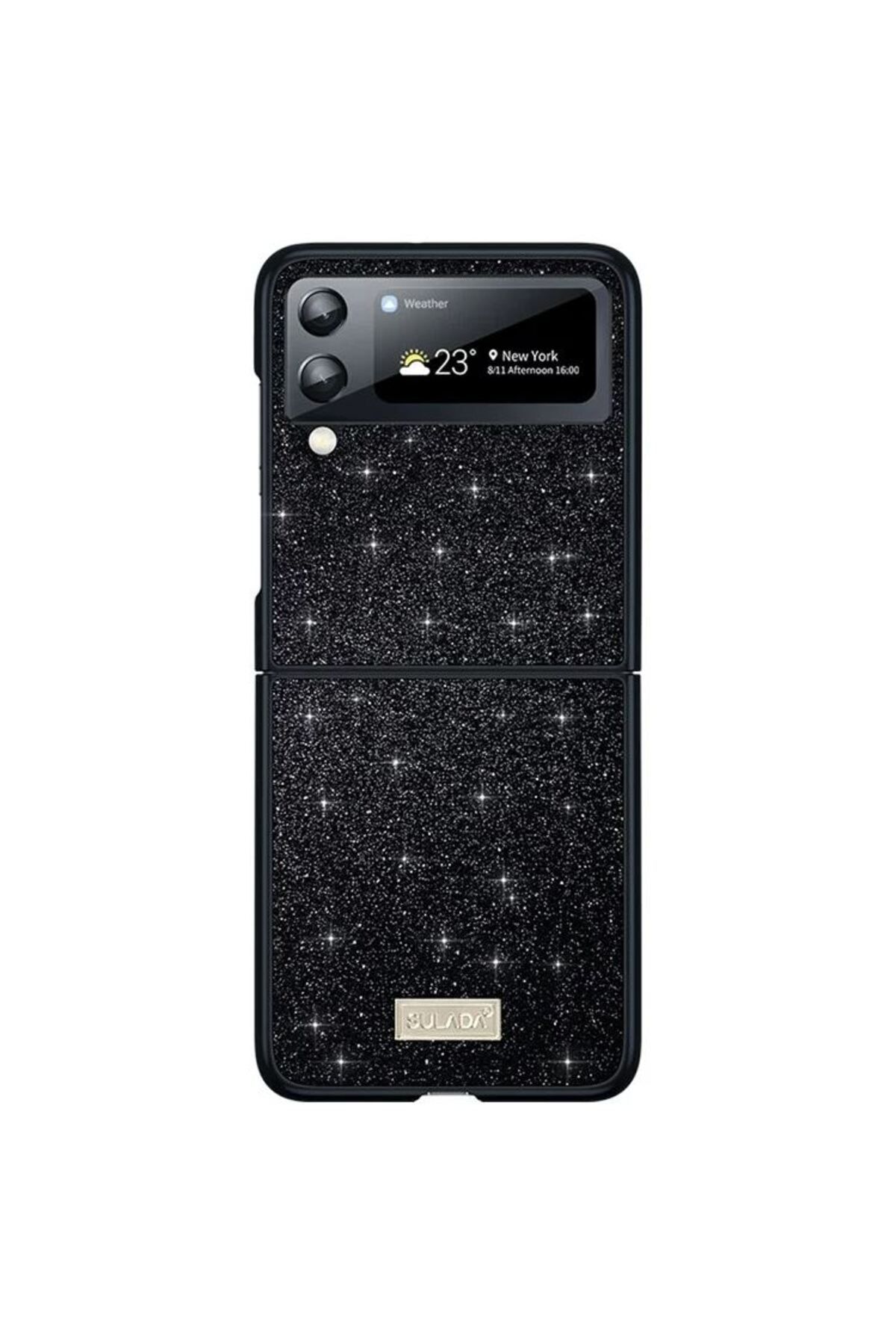 REDz Accessories Carcasă Cu Sclipici, Glitter Guard Pentru Samsung Galaxy Z Flip 4, Protecție Completă, Neagră - One Size