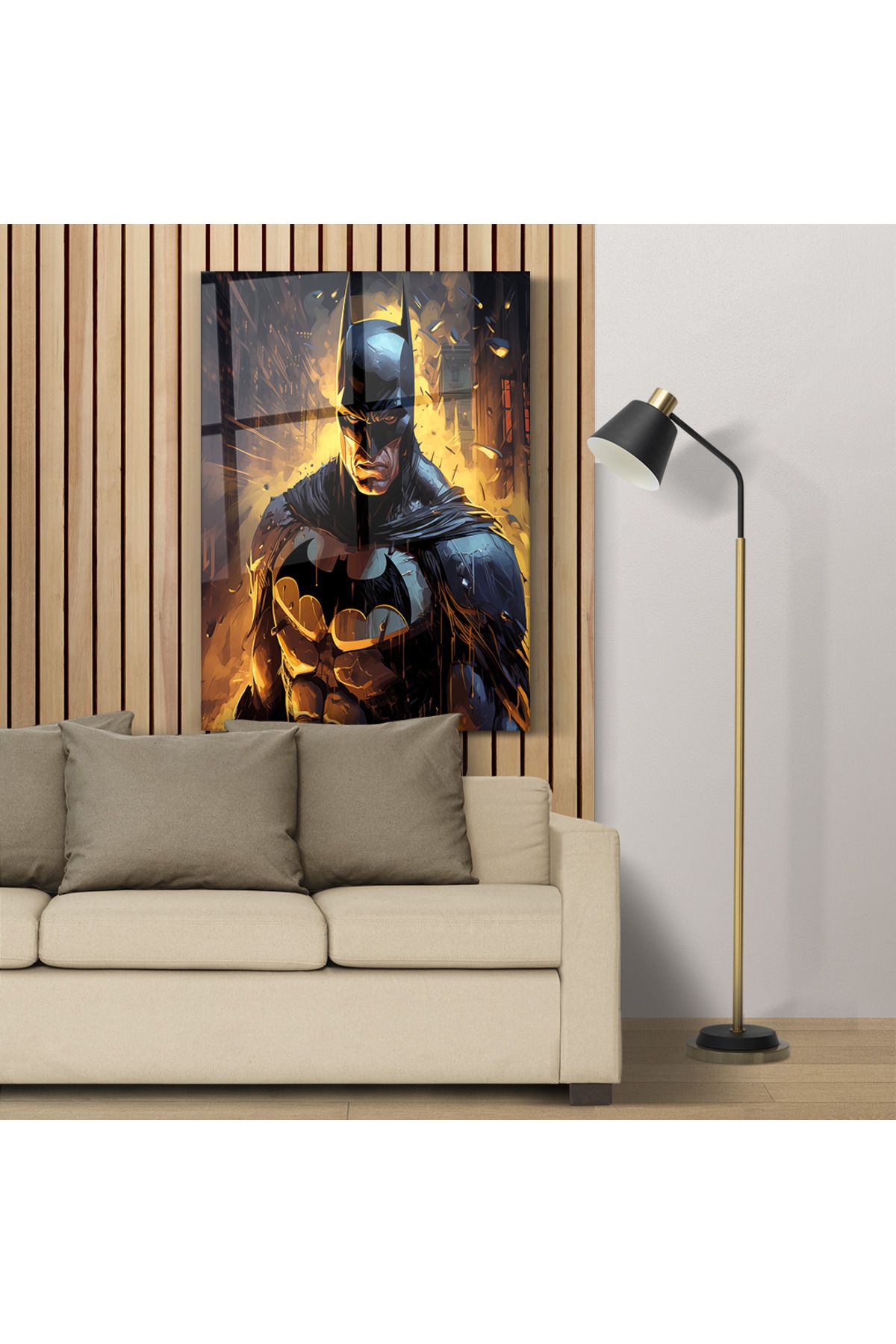 PoyKilArt Cam Tablo - Batman - Duvar dekorasyonu - Ofis dekorasyonu - Duvar tablosu - DK