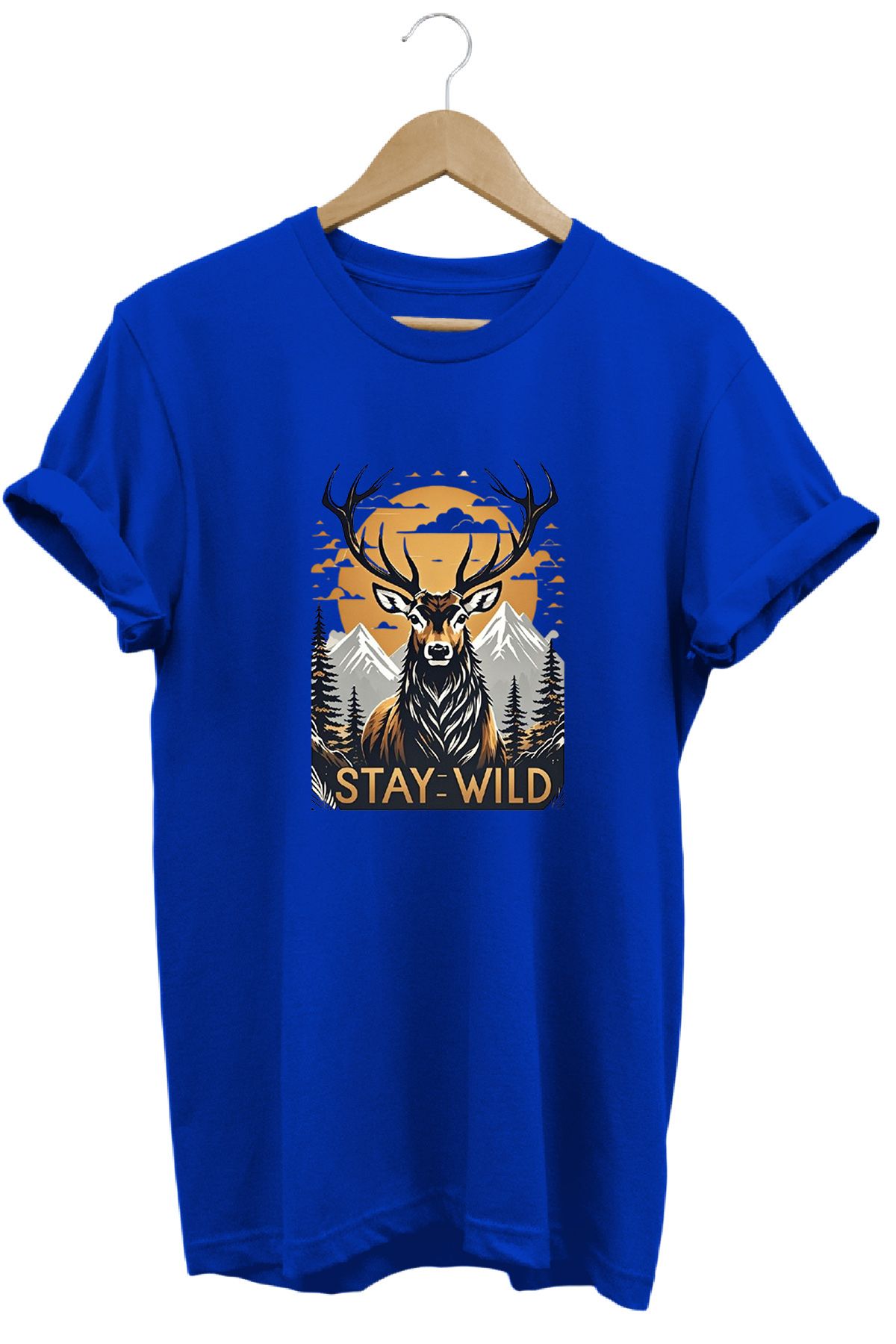 remonz Stay Wild Doğa Baskılı %100 Pamuk Regular Fit Bisiklet Yaka T-shirt