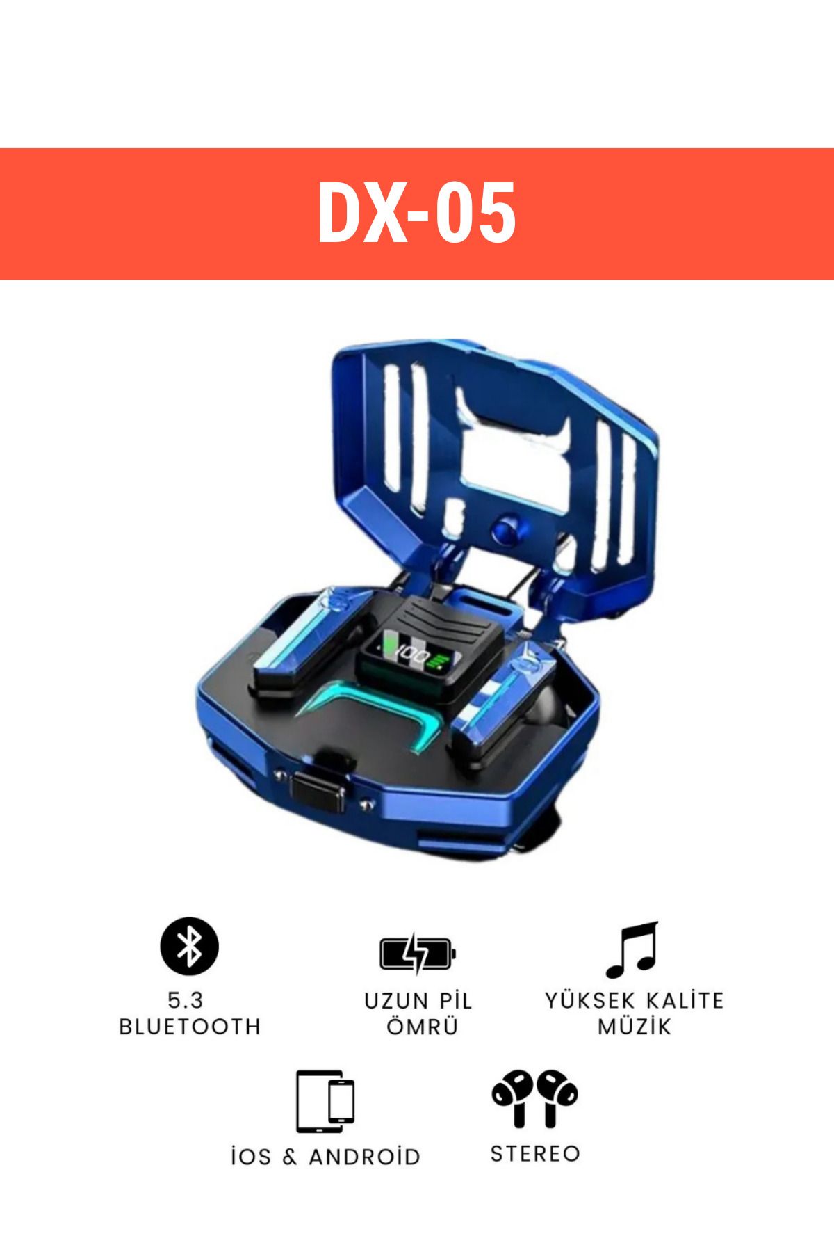 WUNİT DX-05 Ios Ve Android Tüm Telefonlara Uyumlu ENC Mod Aktif Kablosuz Bluetooth Kulaklık W