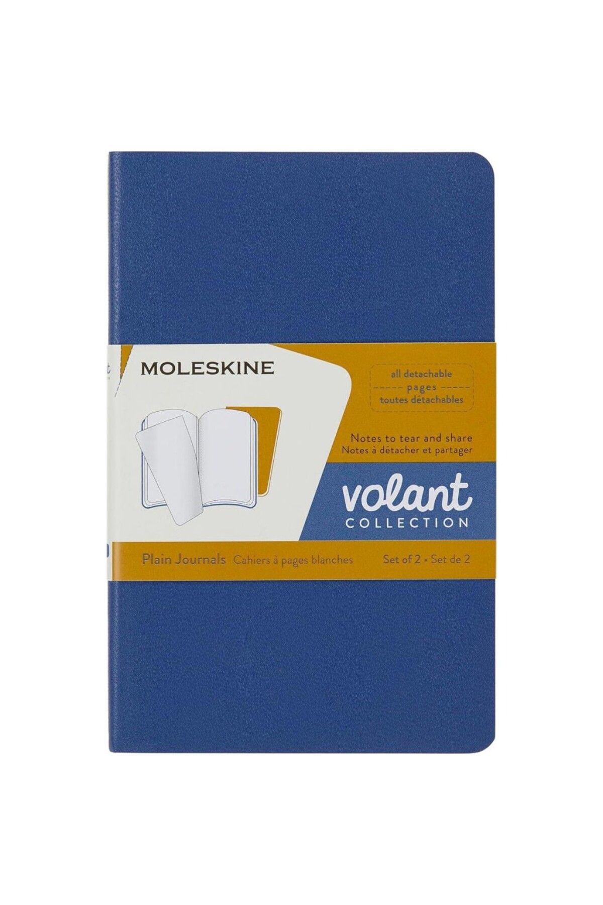 Moleskine Çizgisiz Volant Not Defteri 2’li Set Cep Boy Mavi+Amber Sarı