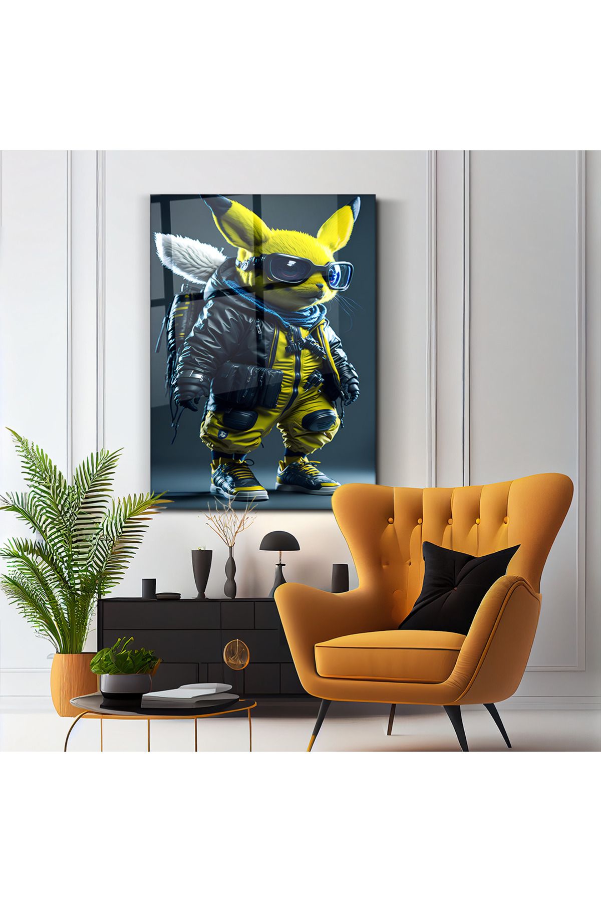 PoyKilArt Cam Tablo - Pikachu - Duvar dekorasyonu - Ofis dekorasyonu - Duvar tablosu - DK