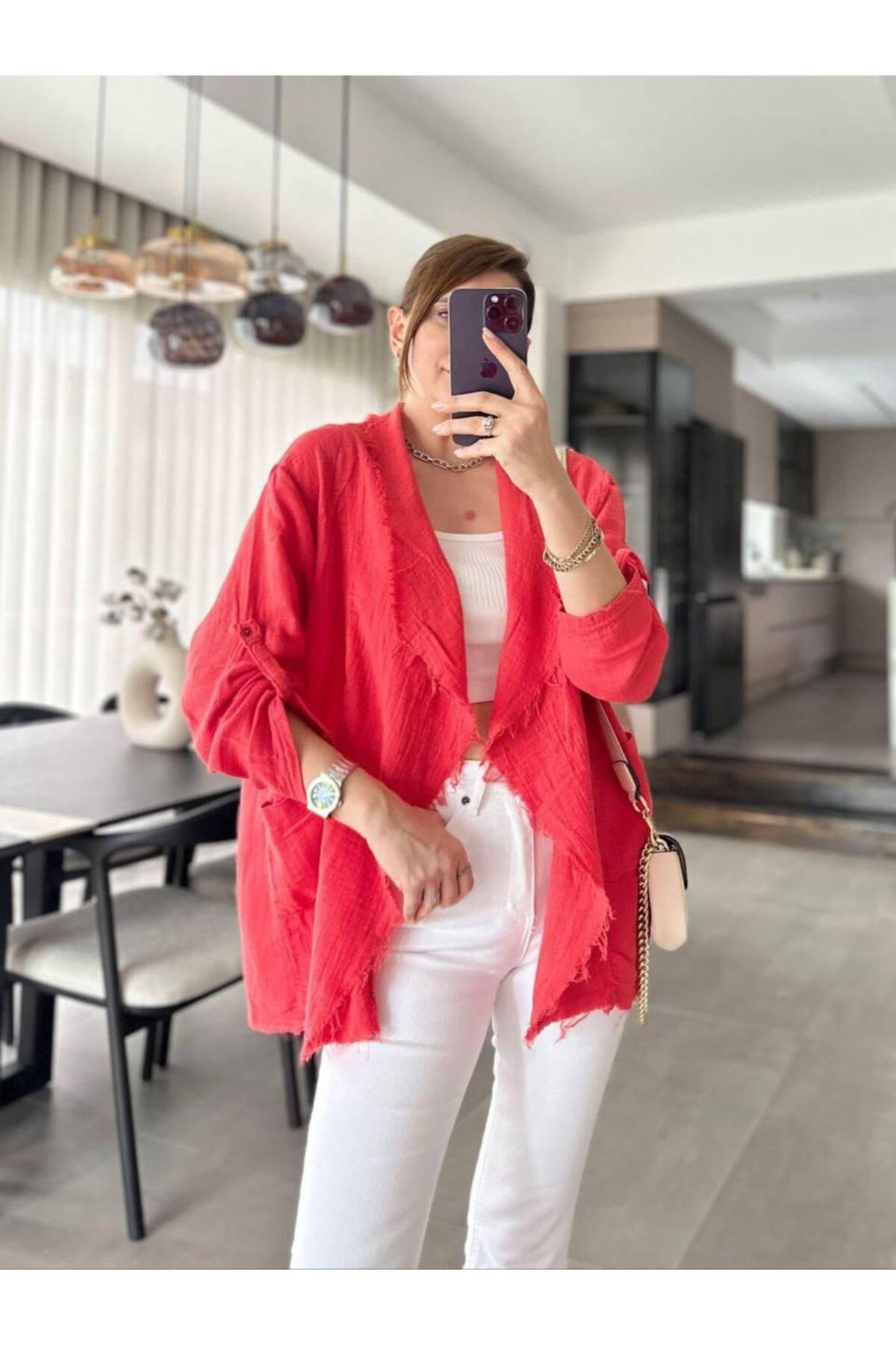 Cielo Fashion Kadın Pis Dikiş Şal Yaka kimono