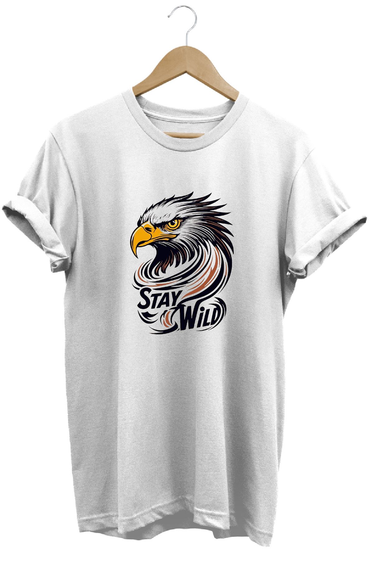 remonz Eagle Kartal Baskılı %100 Pamuk Regular Fit Bisiklet Yaka T-shirt