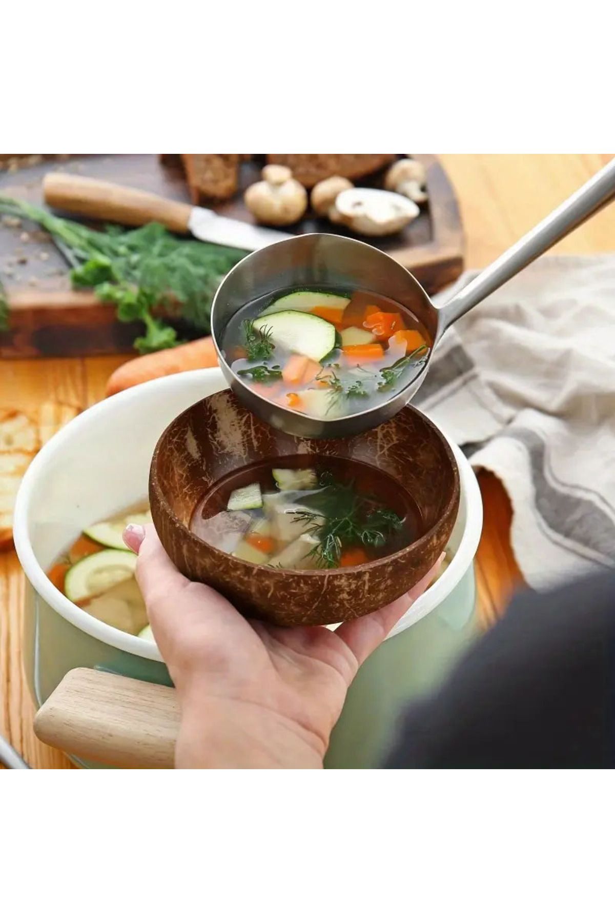 talseragro Hindistan Cevizi Kasesi, El Yapımı Doğal Çerezlik, Salata, Çorba Tabağı, Mumluk