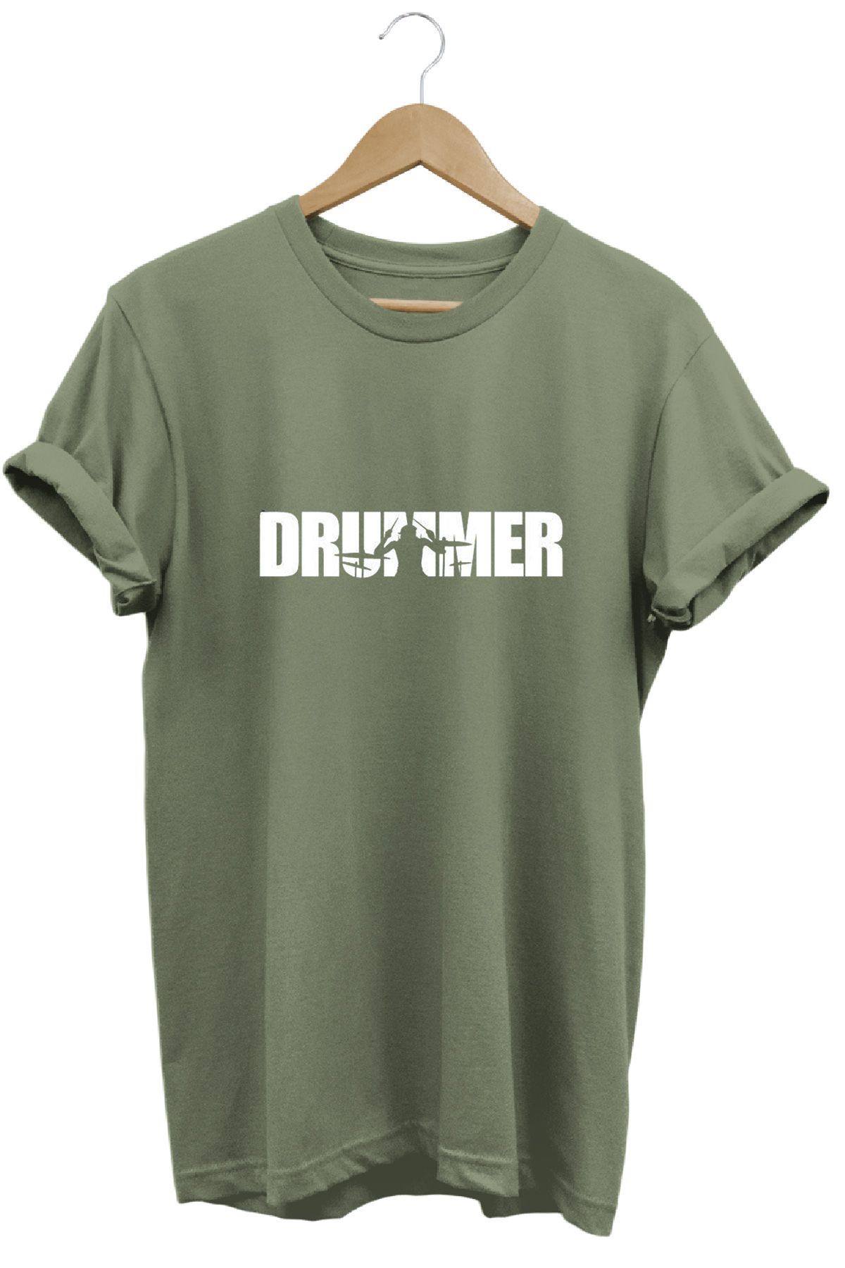 remonz Drummer Davulcu Baskılı %100 Pamuk Regular Fit Bisiklet Yaka T-shirt