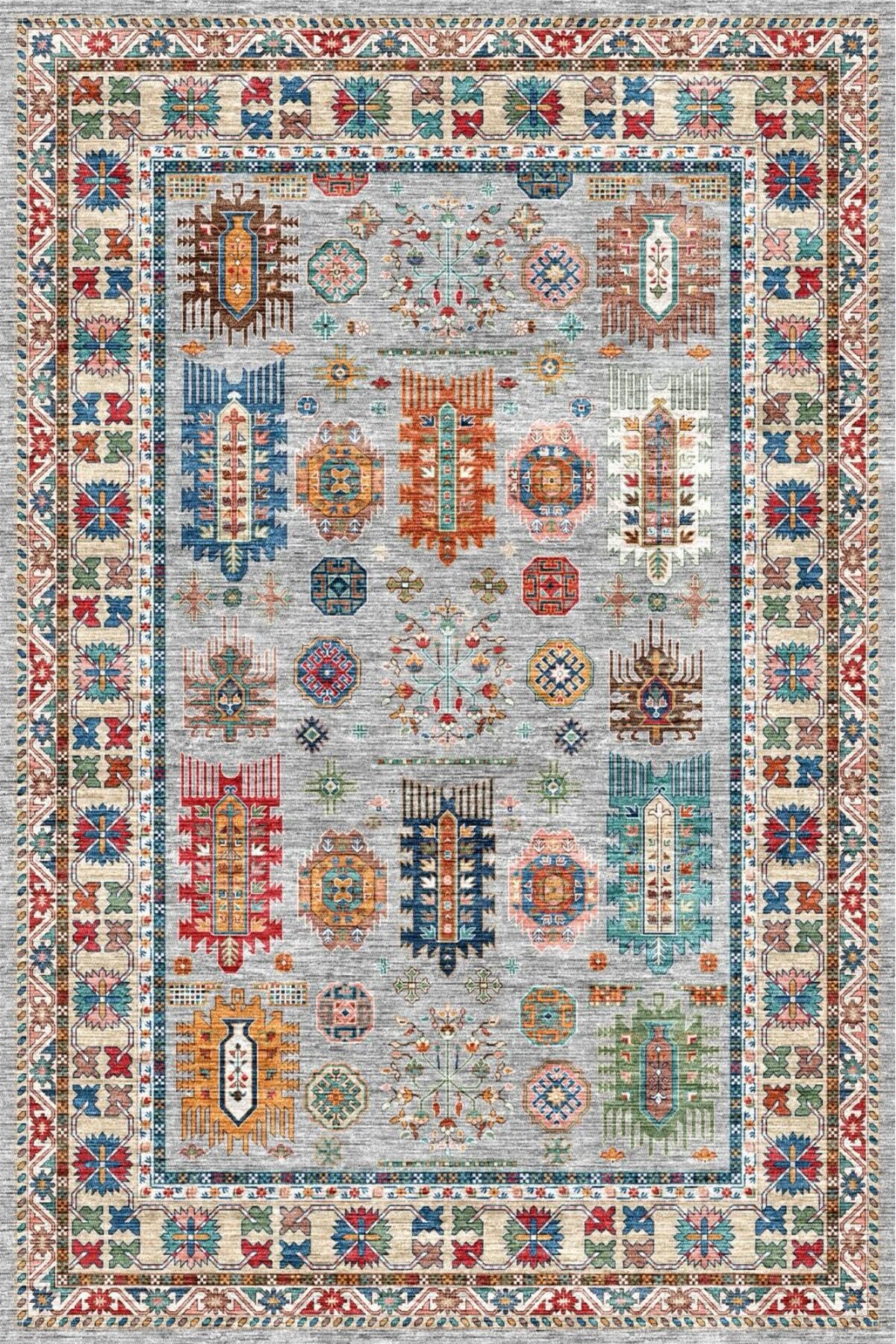 Harikabirev HARİKABİREV | VİNTAGE ESKİTME TARZ OTANTİK MİNİMALİST MODERN DESENLİ| YIKANABİLİR HALI