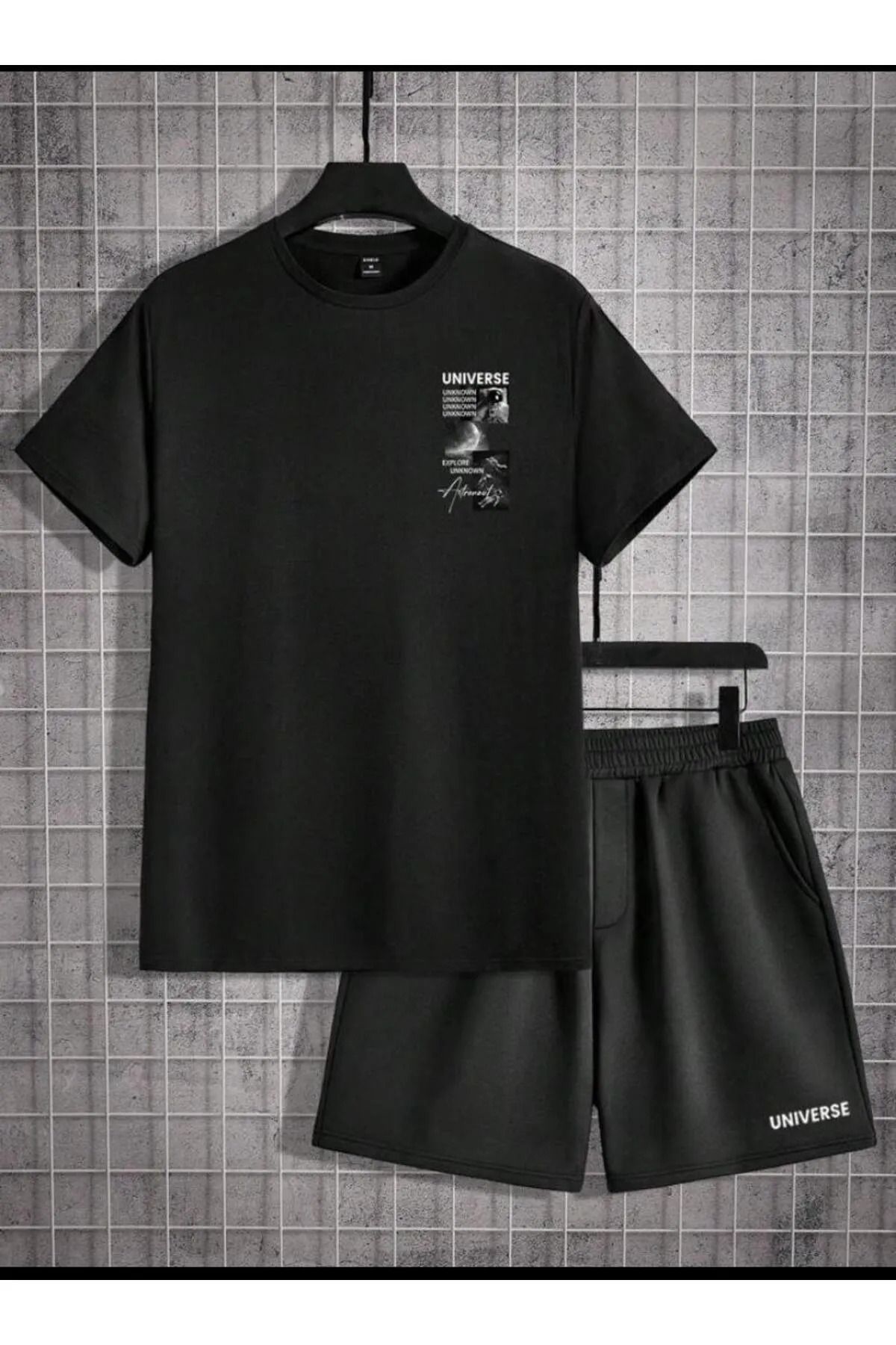Karatopak Baskılı Oversize Unisex T-Shirt Şort Takım
