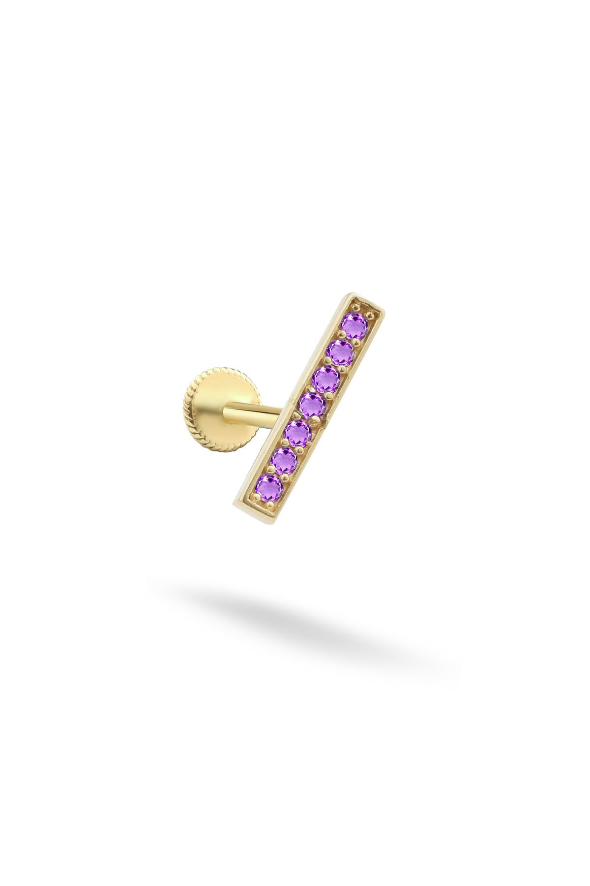 Lunia Atelier Mor Dizili Taş Altın Piercing