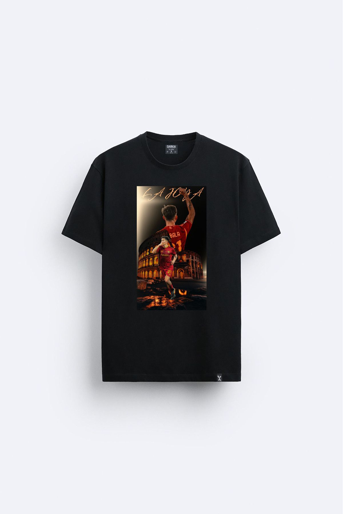 sielta Futbolcu Paulo Dybala Baskılı Bisiklet Yaka Çocuk Yetişkin Siyah Tişört T-shirt