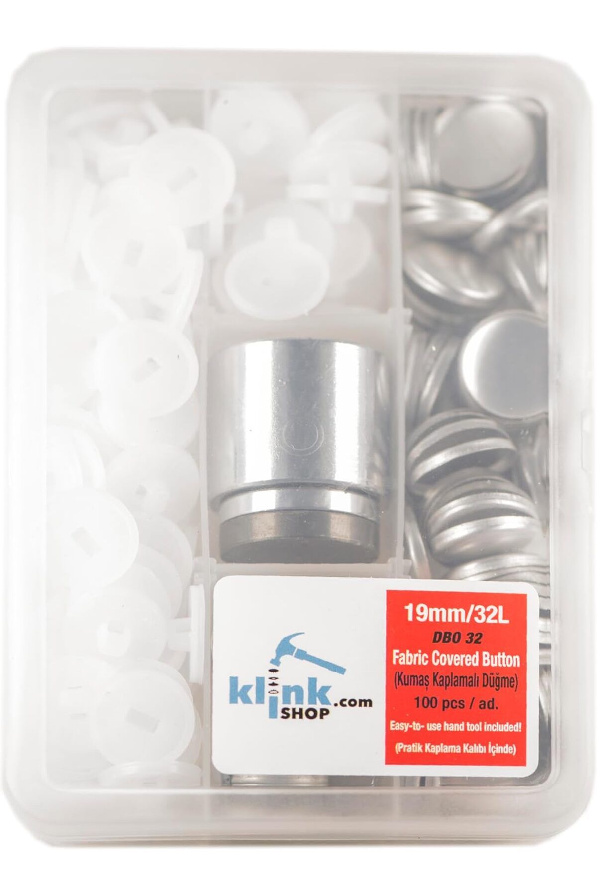 ÇAĞUR Dark Kaplamalı Düğme 32 Boy 19 mm Kendin Yap Kiti, Gömlek,Elbise ve Giyim için Çekiçle Uygula