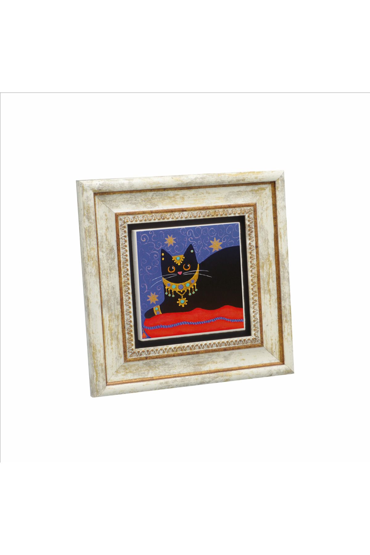 Sadrazam Kedi Baskılı Doğaltaş Tablo (20 X 20 KRG-167)