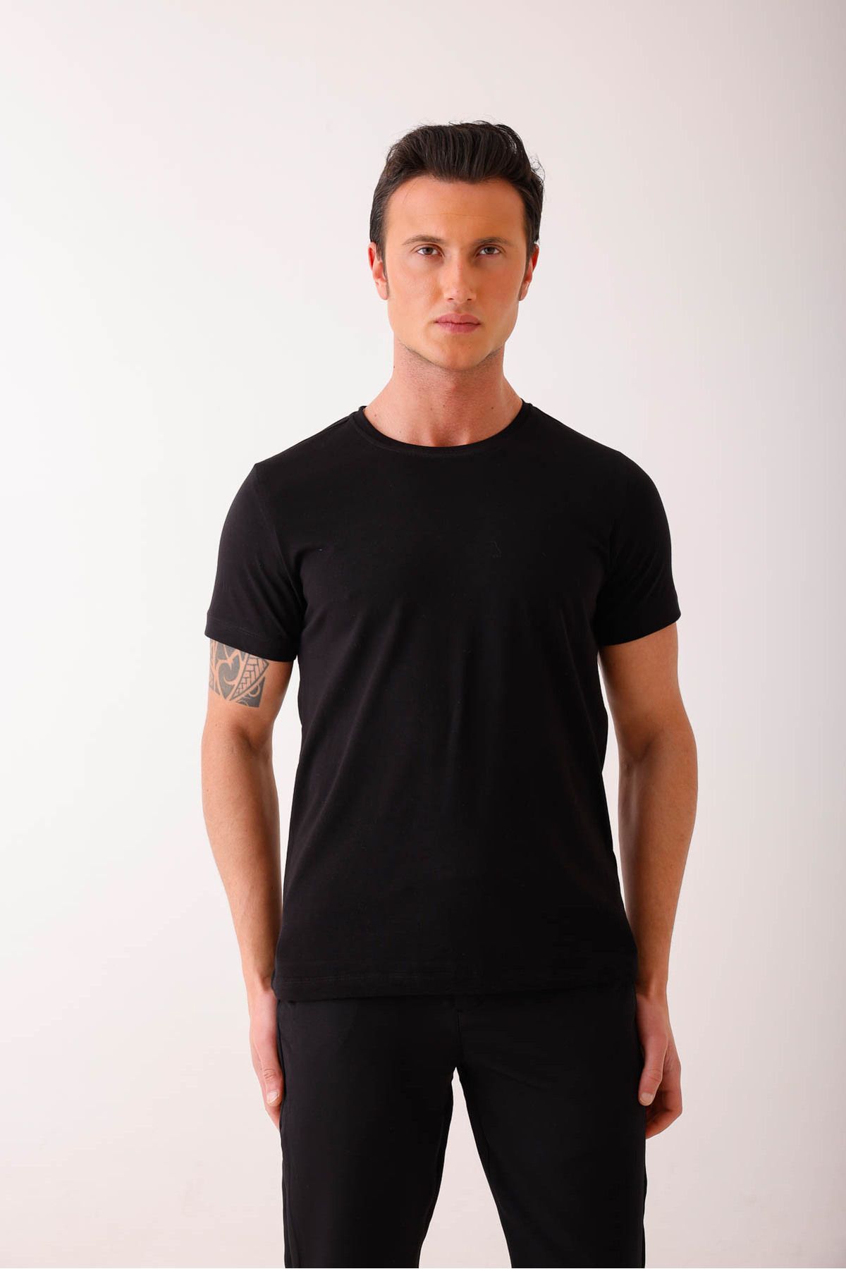 Decas SIRENUS Slim Fit Bisiklet Yaka Basic Tişört - Siyah