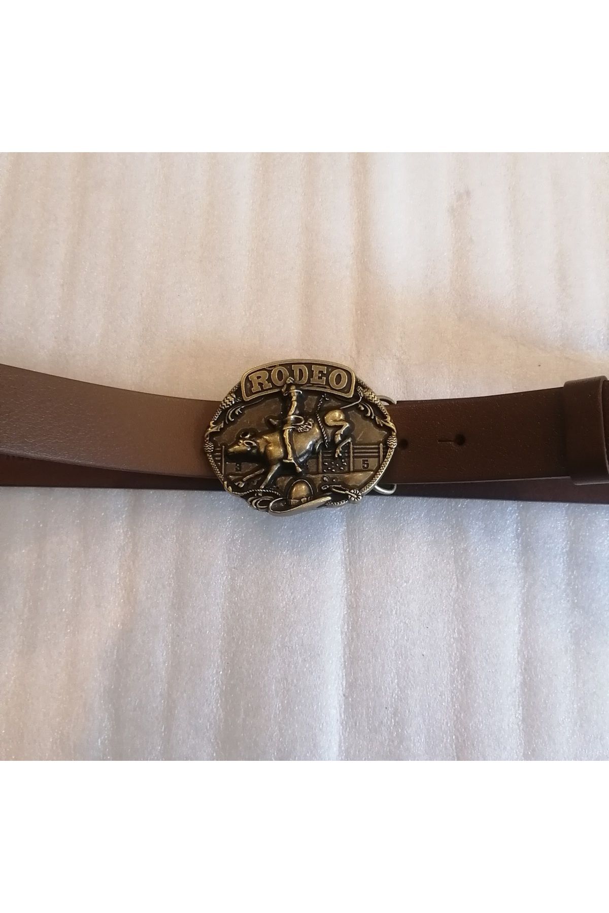 Butik Tülin Unisex otantik hakiki dana derisi kahve bronz boğa rodeo kovboy tokalı kemer Tayland