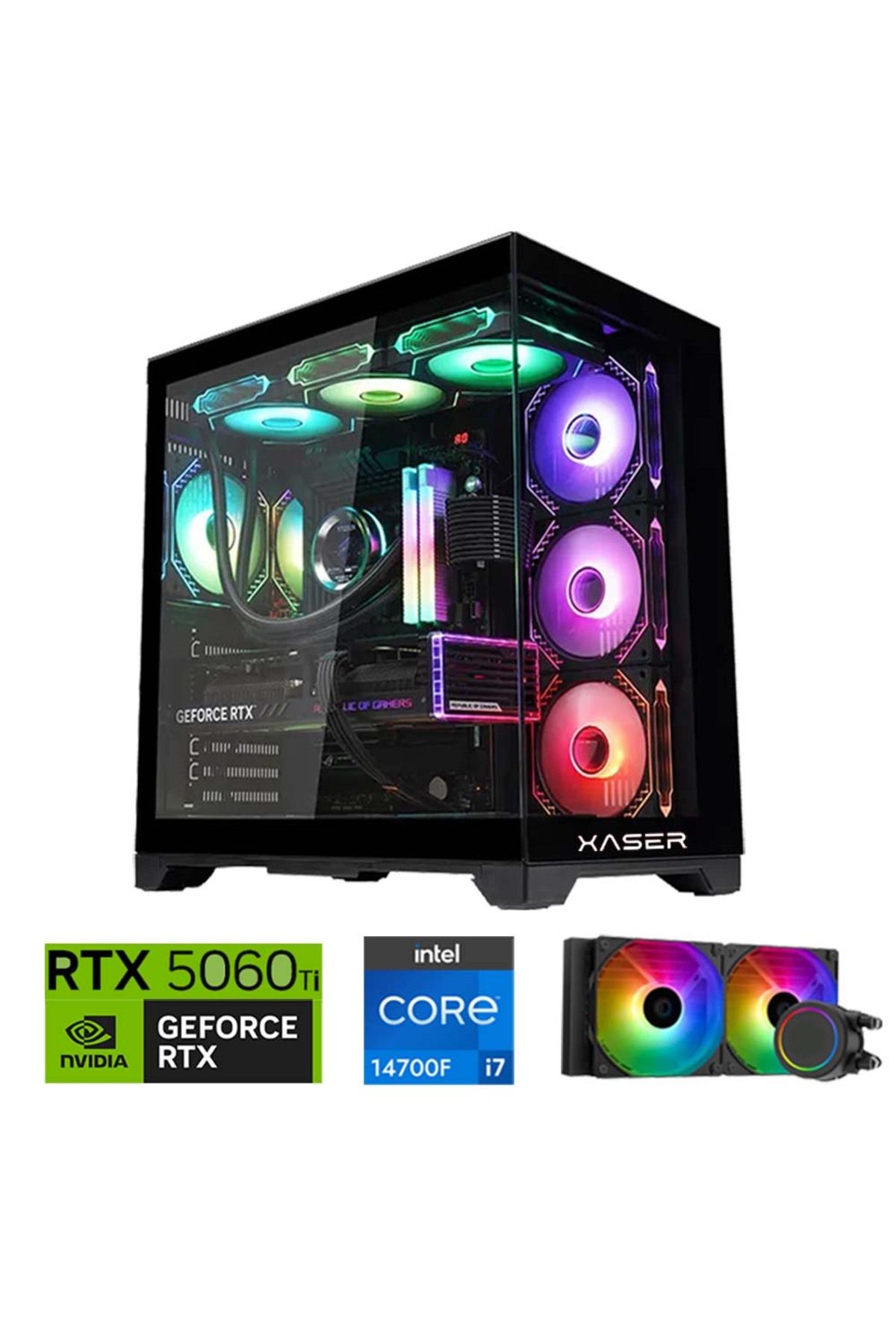 XASER Lexus x390 i9 14900KF 32GB DDR5 Ram 1TB M.2 NVMe SSD 8GB RTX5060 Ti Sıvı Soğutmalı Oyuncu Bilg