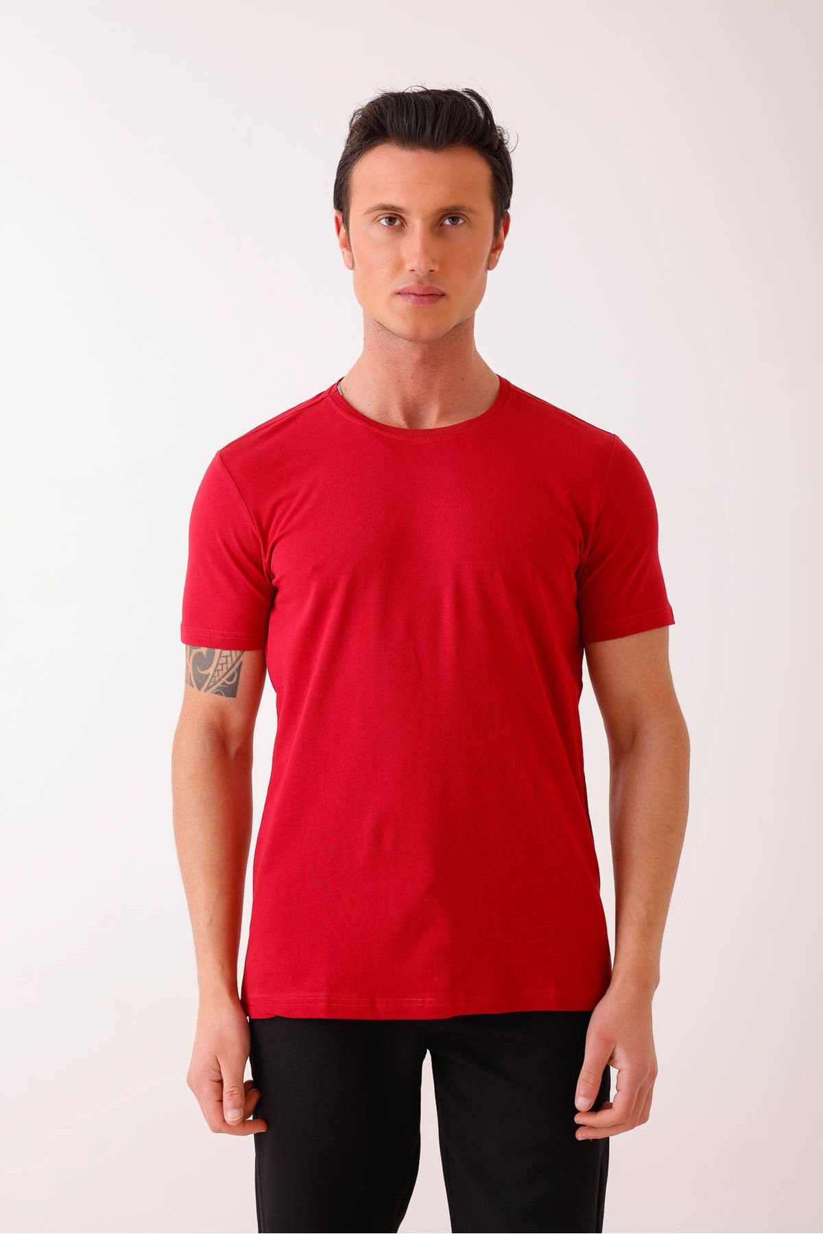 Decas SIRENUS Slim Fit Bisiklet Yaka Basic Tişört - Kırmızı