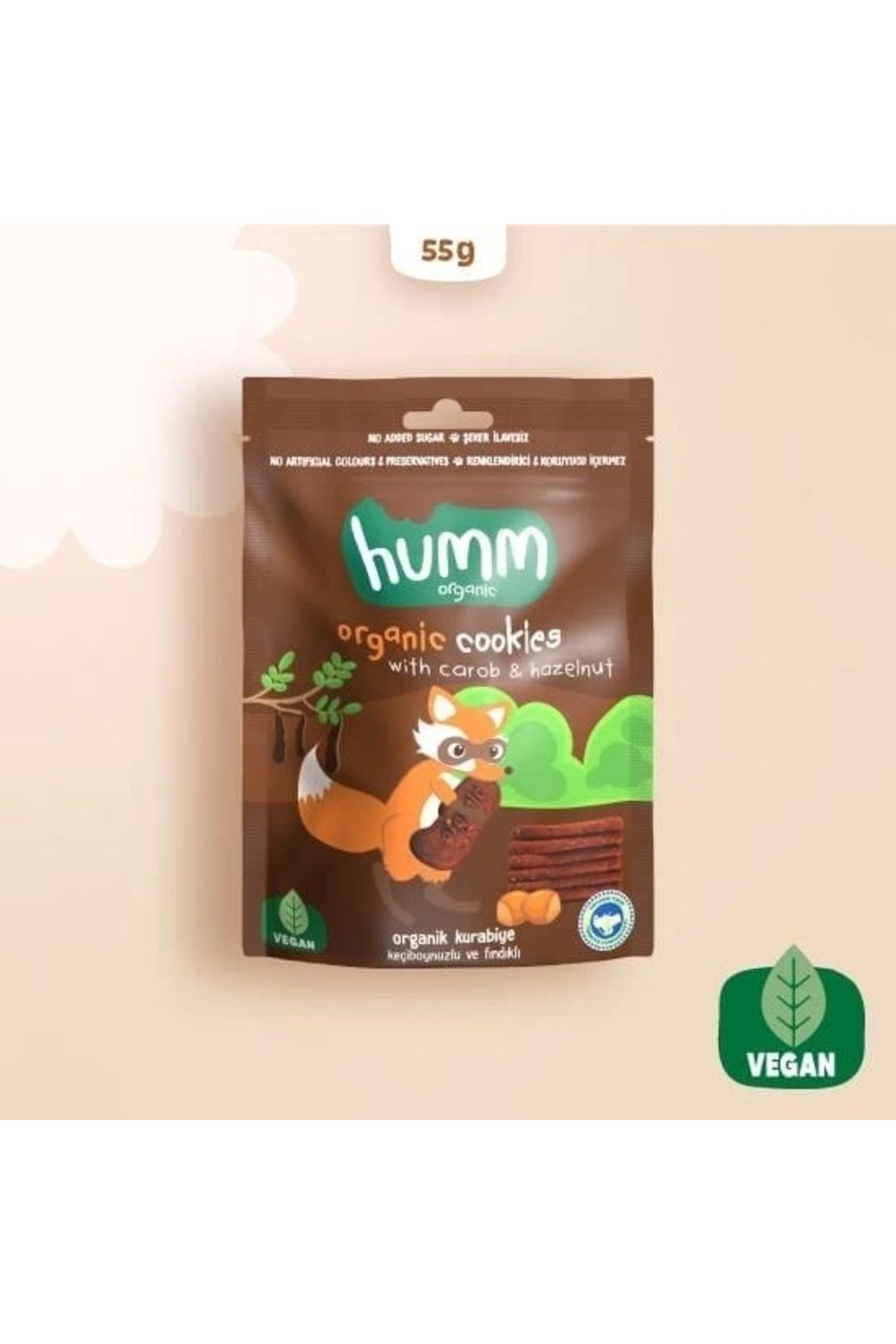 Eng Nessiworld Humm Organik Keçiboynuzlu ve Fındıklı Vegan Kurabiye 55 Gr