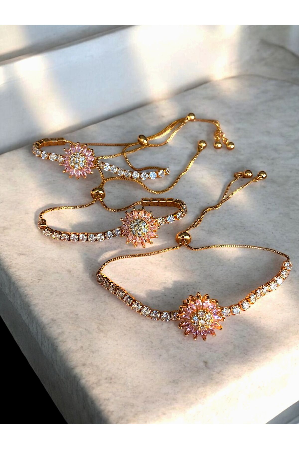 Glowelier Pembe Çiçek Bileklik | Stres Bilekliği Dönen Çiçek