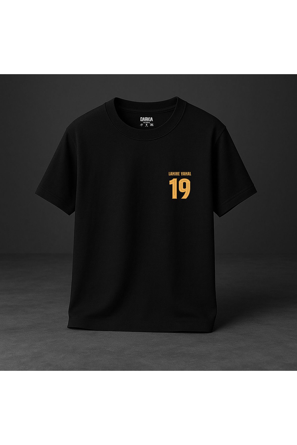 sielta Futbolcu Lamine Yamal Baskılı Bisiklet Yaka Çocuk Yetişkin Siyah Tişört T-shirt