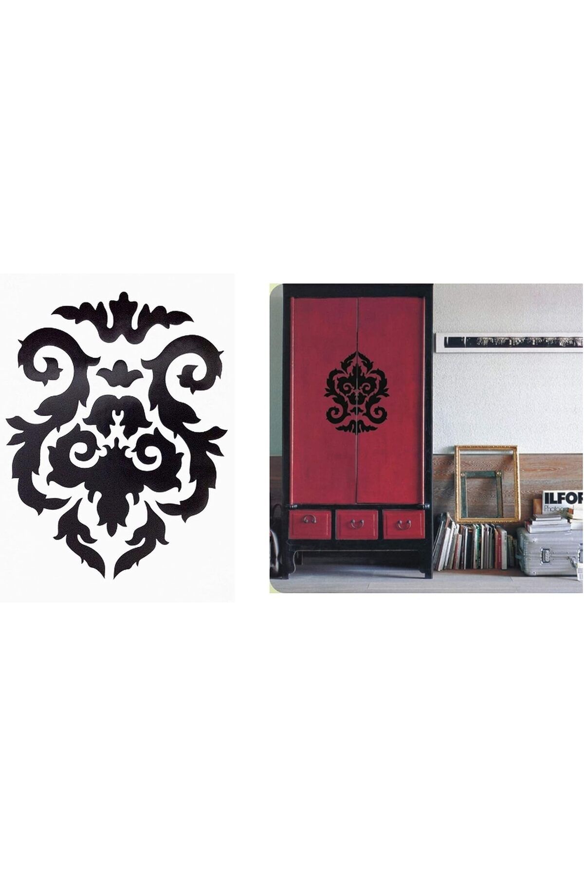 KDROĞLU Plamystical Duvar Süsü (sticker) Siyah Çiçekli Şeffaf Filmli Pvc Newing 1139529