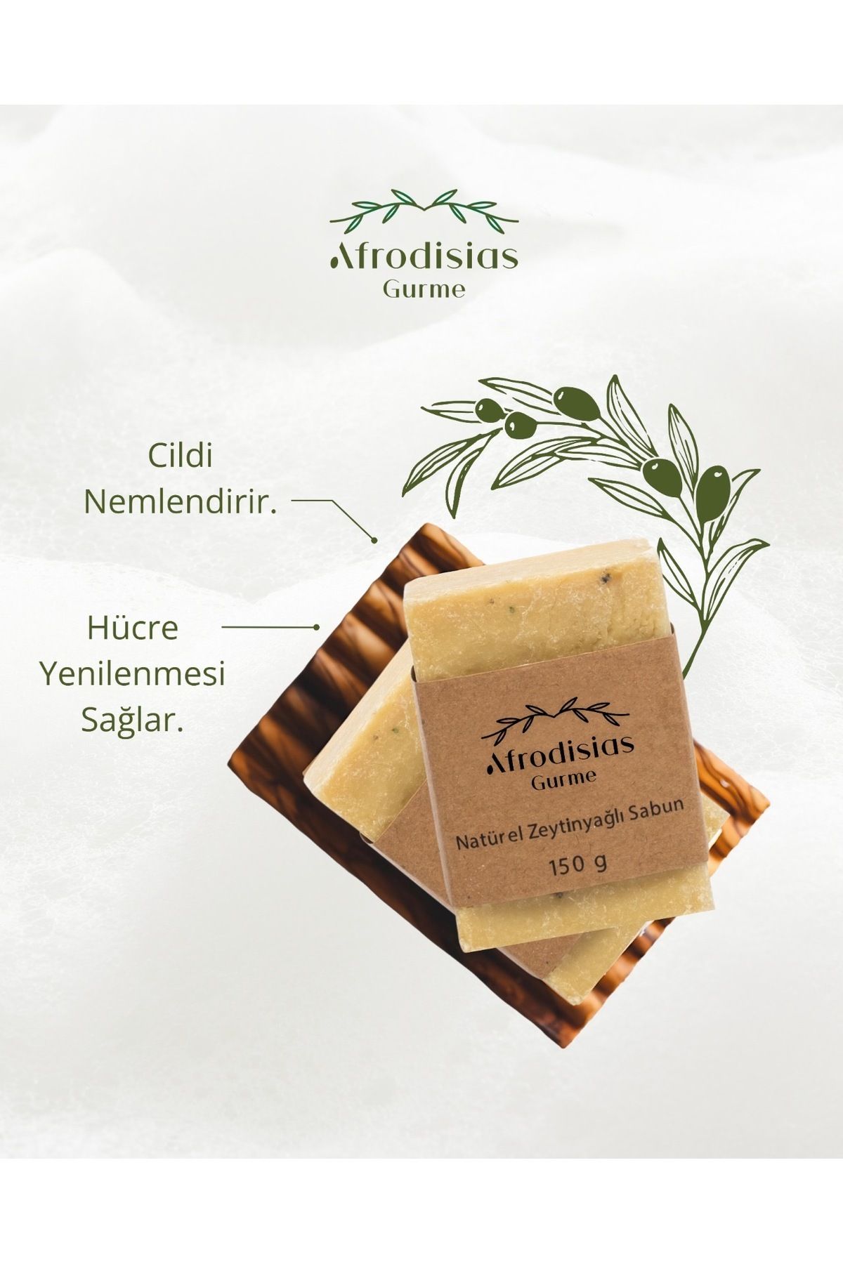 Afrodisias Gurme Natürel Zeytinyağlı Sabun - 150gr