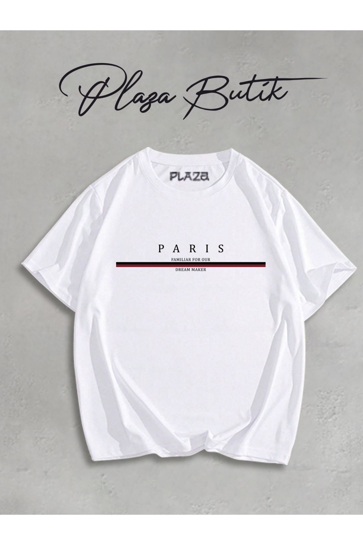 Plaza Butik Paris Baskılı Oversize Tshirt