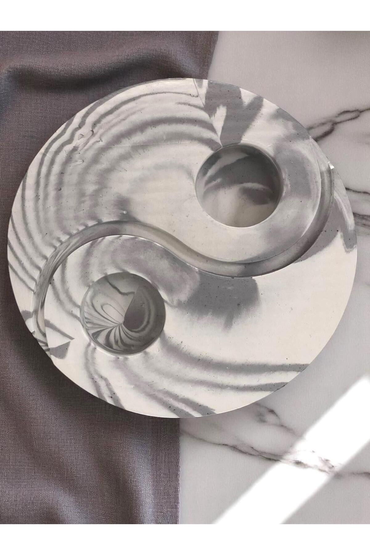 Mum ve Parafin Ying Yang Beton 2 li tealightlık