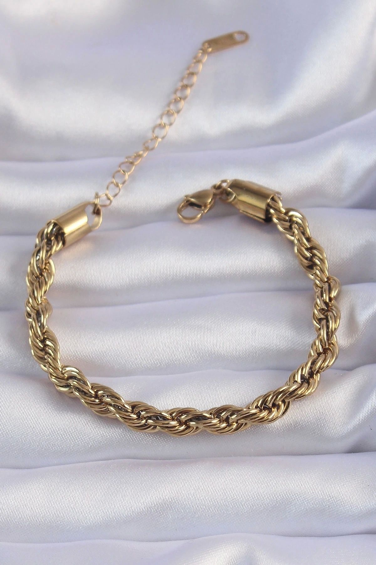 STOREMAX 316L Çelik Gold Renk Kalın Burgu Zincir Bileklik